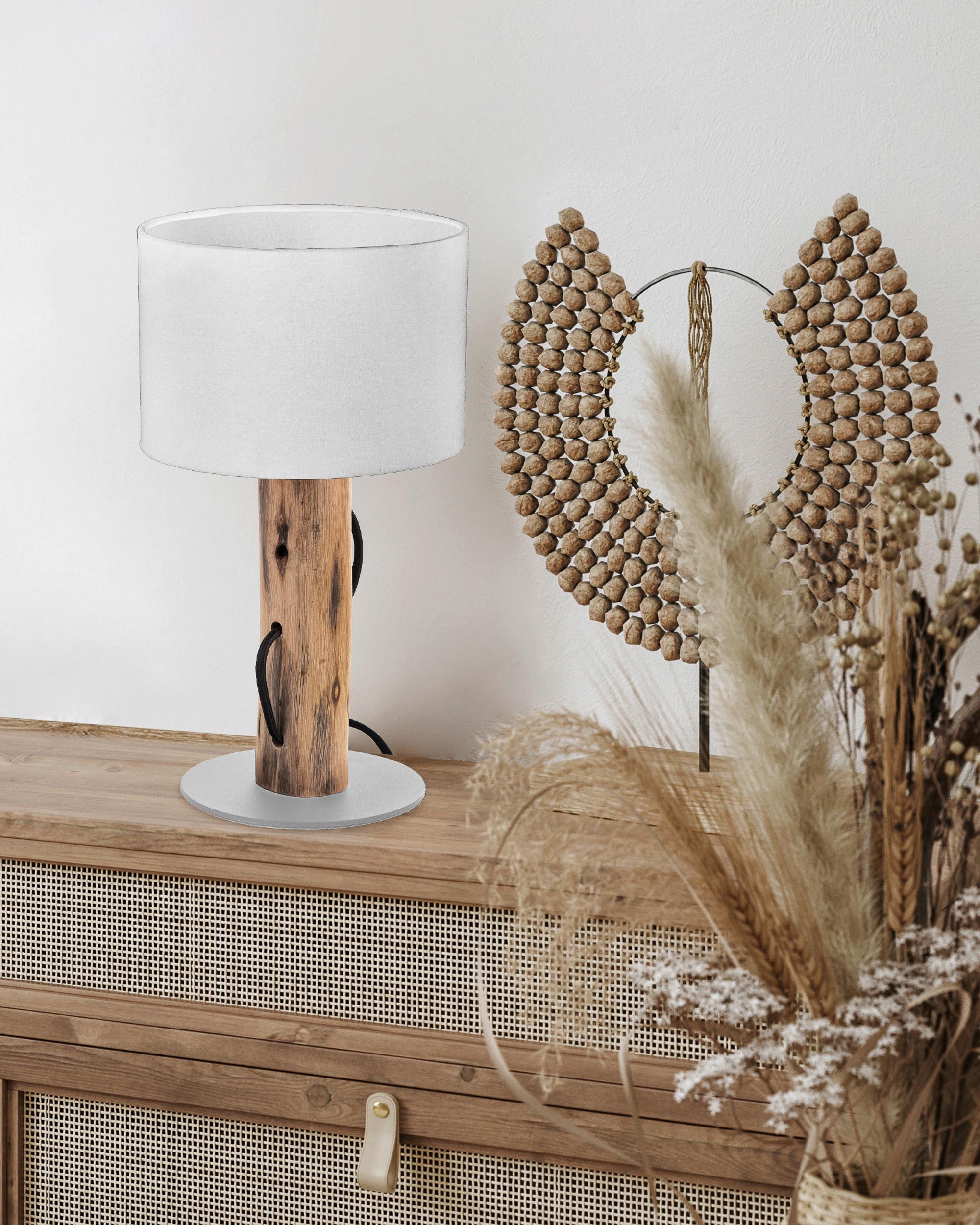 LAMPA STOŁOWA 50210146X NORIN - biały/brązowy, Natur, tkanina/drewno (18/32,6cm)