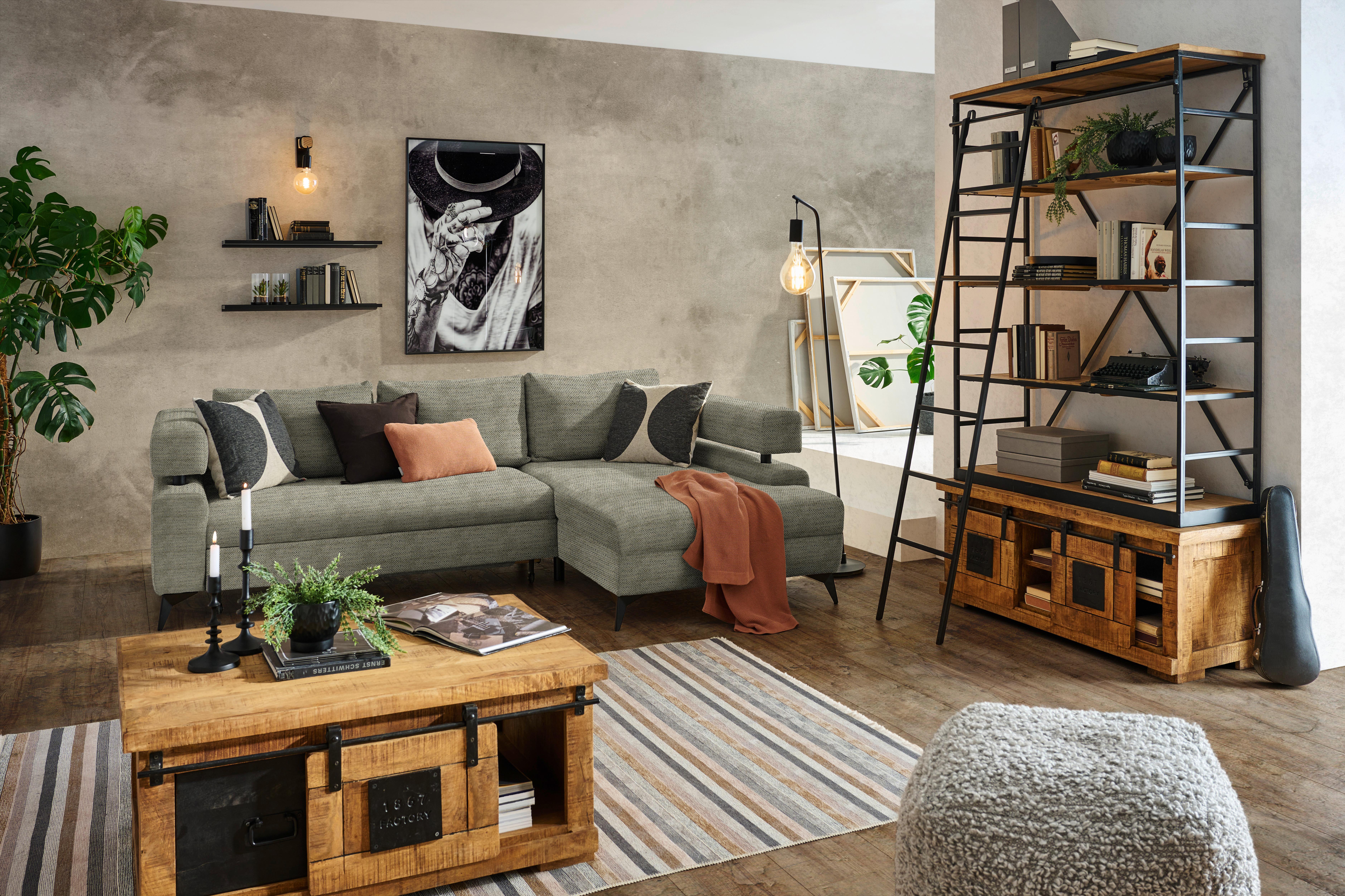 Kutna Garnitura Rosalie - maslinasto zelena/crna, Konvencionalno, tekstil/metal (265/184cm) - Modern Living