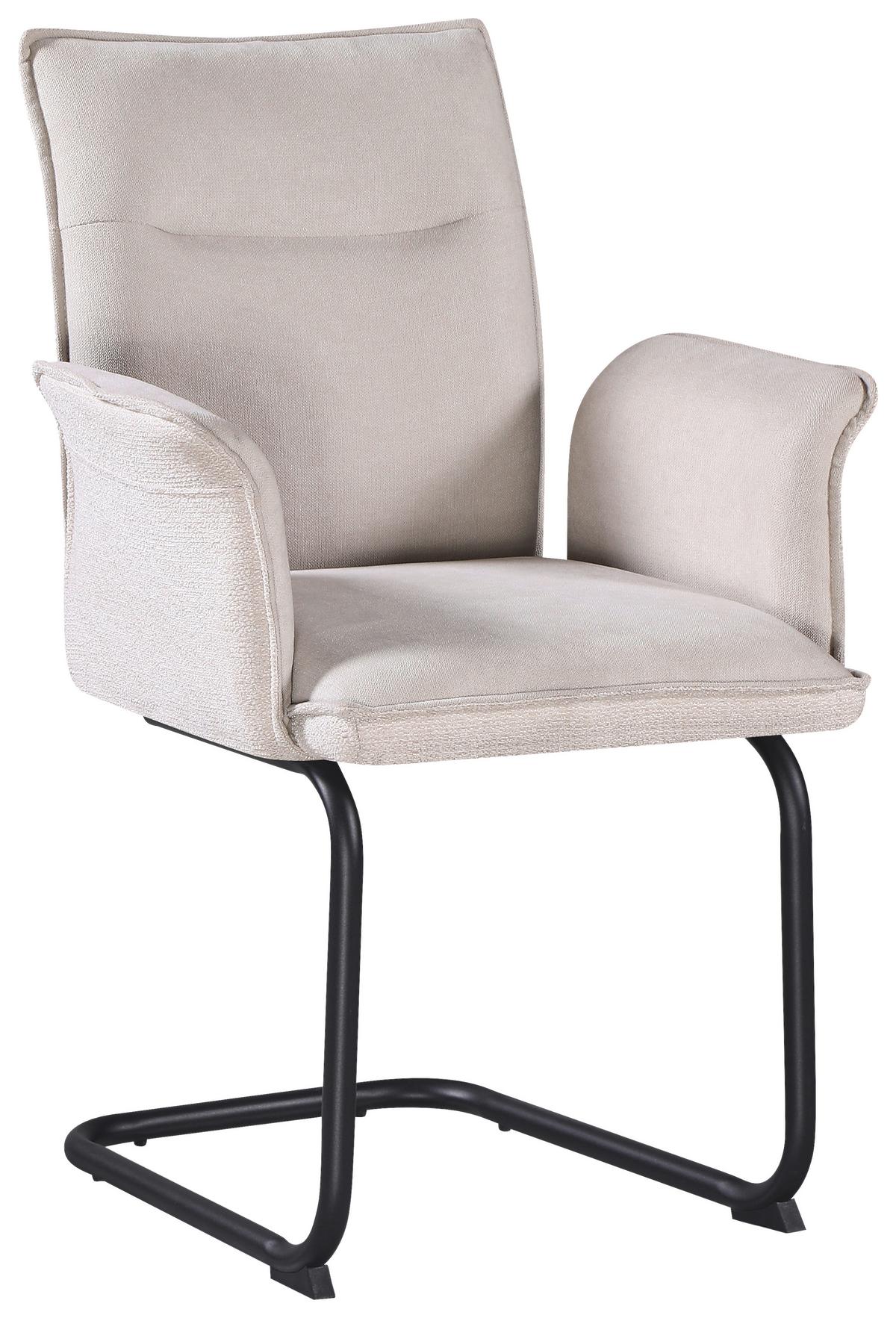 Armlehnstuhl Nova Beige - Beige/Schwarz, MODERN, Textil/Metall (63/90/61cm) - Premium Living