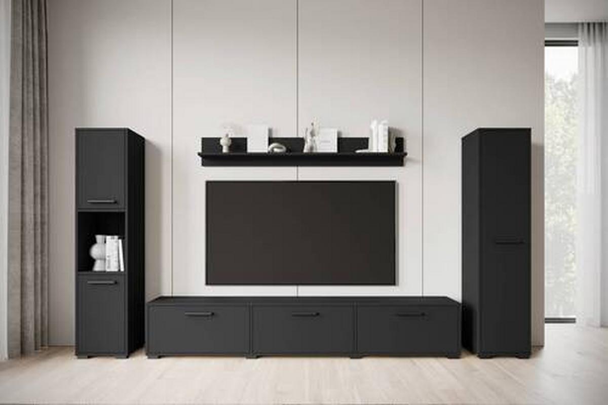 WOHNWAND BOGOTA XL SCHWARZ - Schwarz, Basics, Holzwerkstoff/Kunststoff (240/130/31cm) - MID.YOU