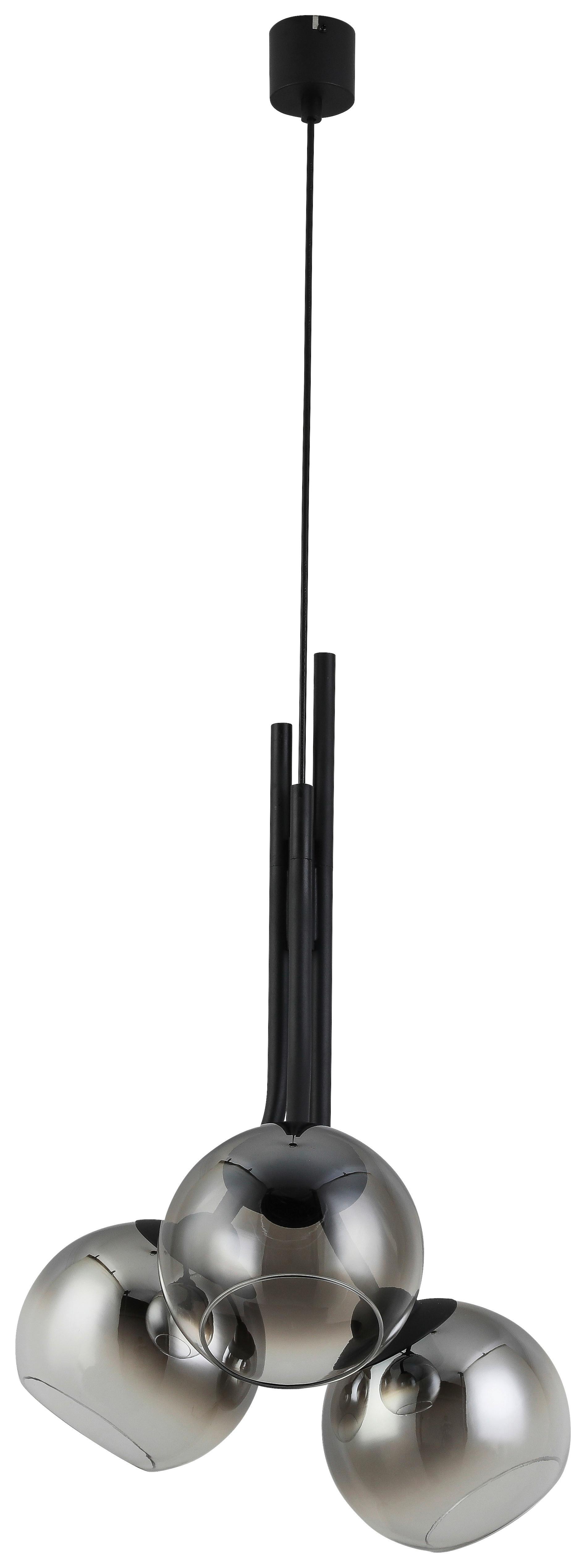 Hängeleuchte Kian max. 25 Watt - Schwarz, MODERN, Glas/Kunststoff (40/120cm) - Visiona