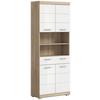 Hochschrank Lambada ca. 74x191 cm Sonom Eiche/Weiß - Weiß Hochglanz/Silberfarben, MODERN, Holzwerkstoff/Kunststoff (74/191/31cm) - MID.YOU
