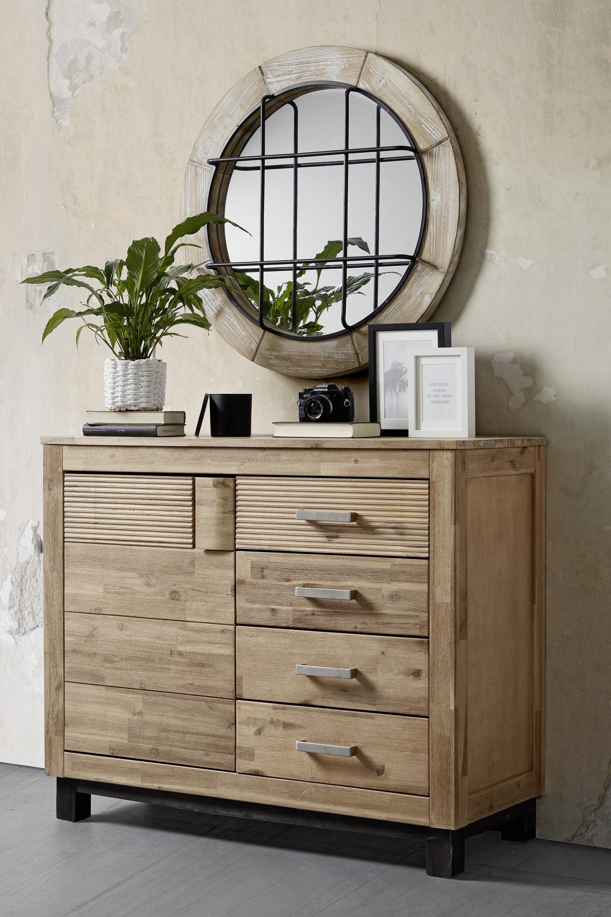 Kommode in Akazienfarben - Silberfarben/Akaziefarben, Konventionell, Holz/Holzwerkstoff (110/90/45cm) - Zandiara