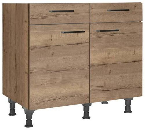Schubkastenunterschrank Structura Eiche dunkel - Eiche dunkel/Schwarz, MODERN, Holzwerkstoff/Metall (90/87/56cm) - Nobilia