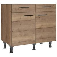 Schubkastenunterschrank Structura Eiche dunkel - Eiche dunkel/Schwarz, MODERN, Holzwerkstoff/Metall (90/87/56cm) - Nobilia