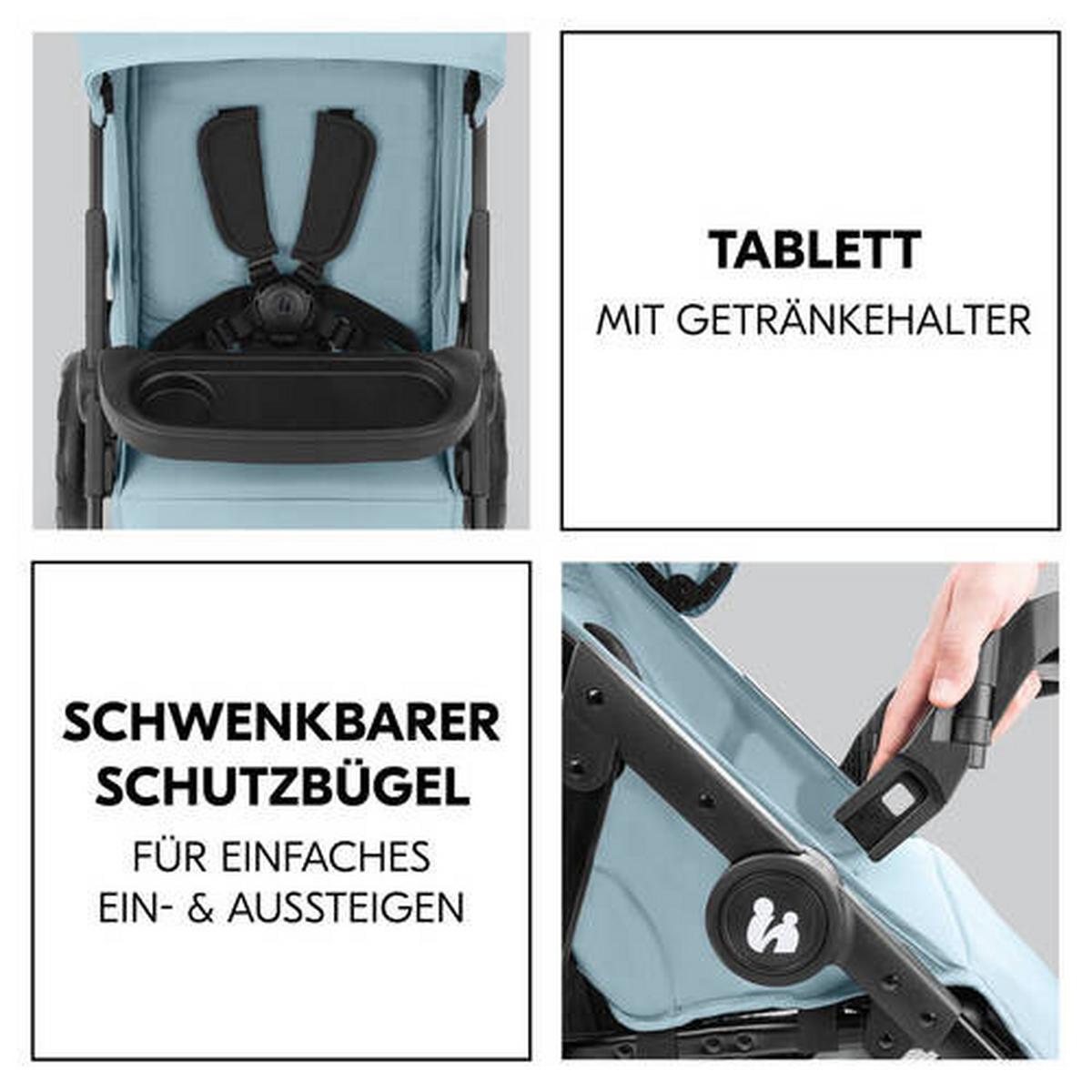 WÓZEK SPACEROWY SHOP N CARE - czarny/pastelowy błękit, Basics, tworzywo sztuczne/metal (40.5/104/51.5cm) - Hauck