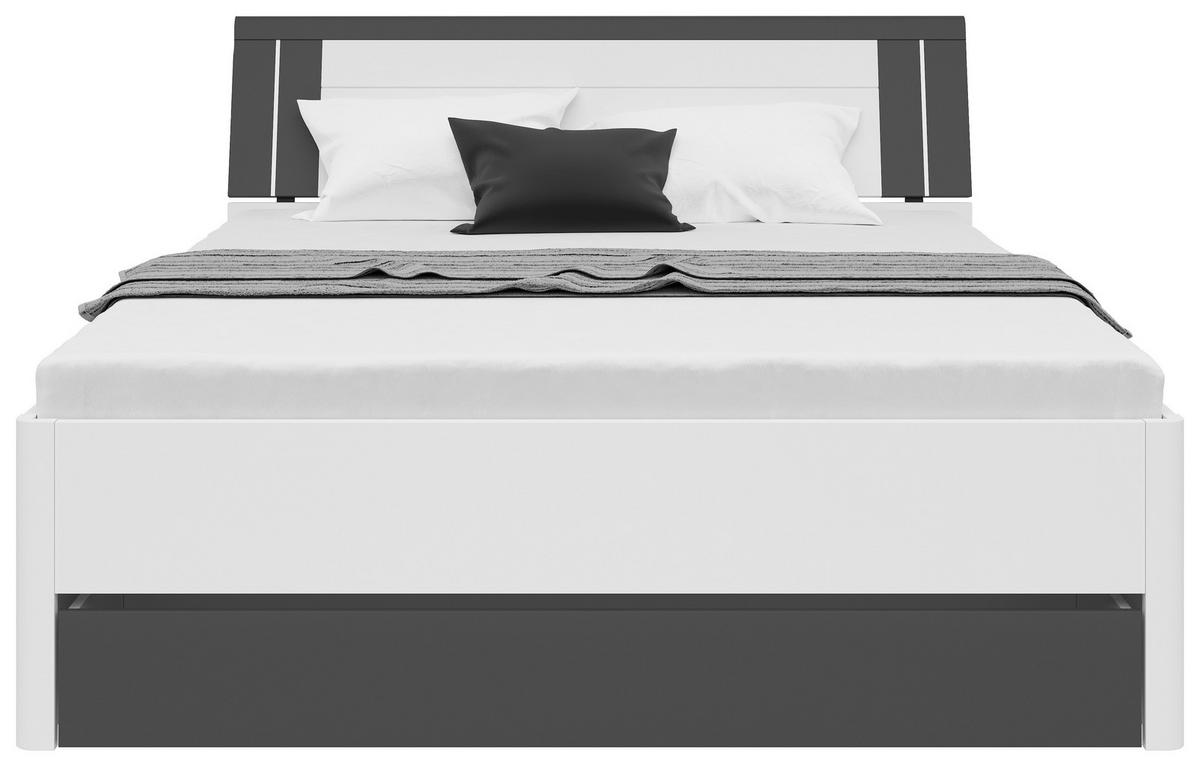 Stauraumbett in Weiss/Graphitfarben - Weiss/Graphitfarben, Konventionell, Holzwerkstoff (160/200cm) - Mömax