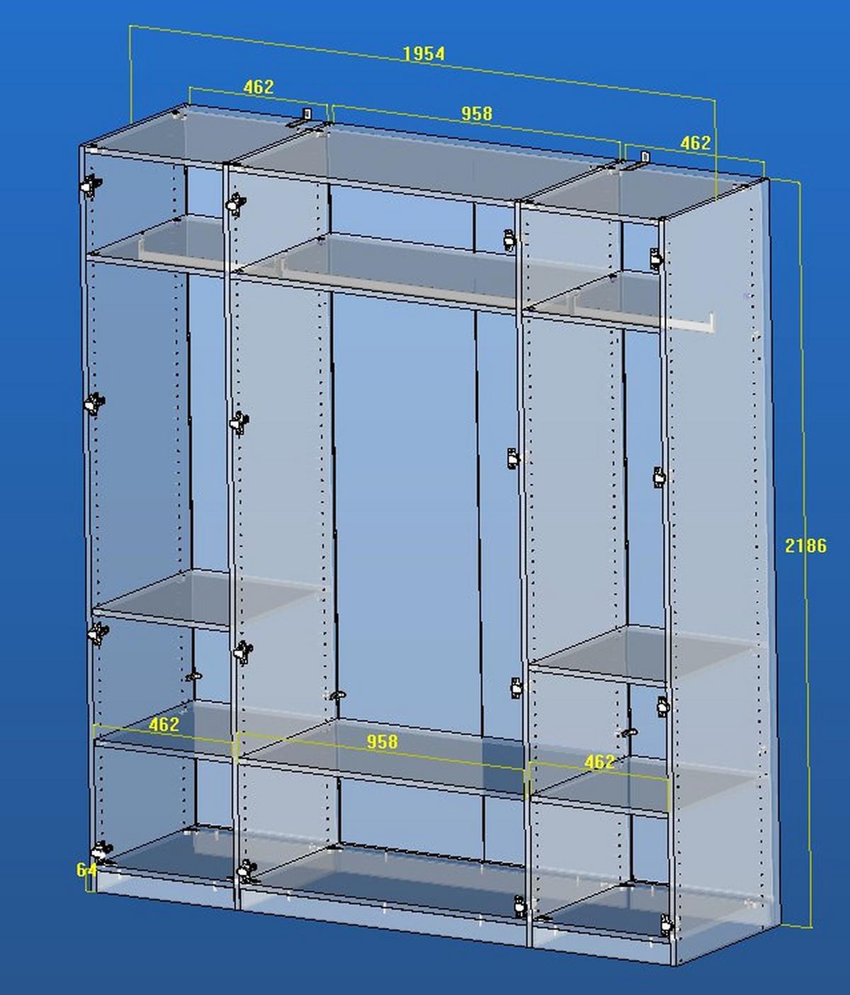 Drehtürenschrank Glossy in Weiß - Chromfarben/Weiß, MODERN, Holzwerkstoff/Metall (196/219/60cm) - Mömax