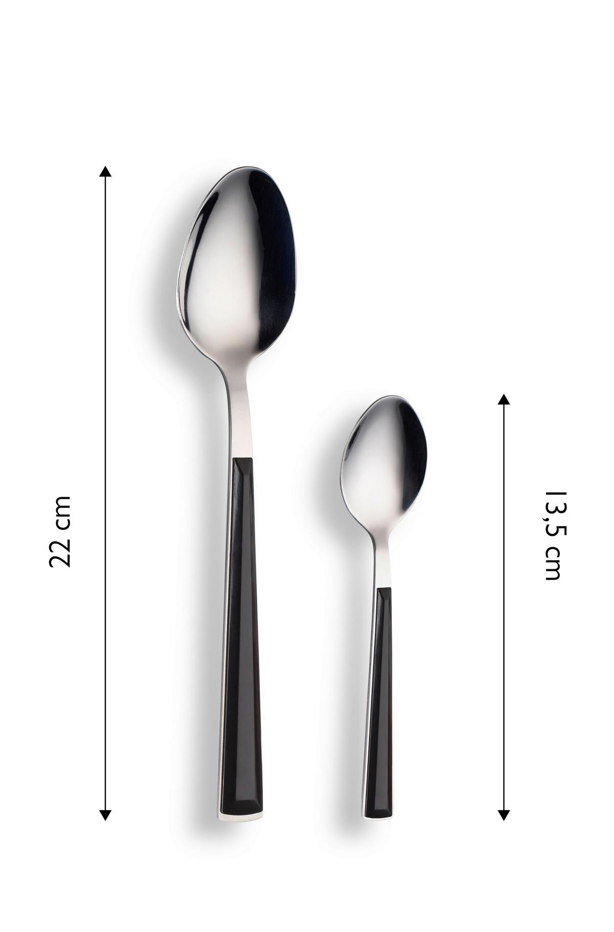 Besteckset Basic Schwarz/Silber 16-teilig - Silberfarben/Schwarz, Basics, Metall - Echtwerk