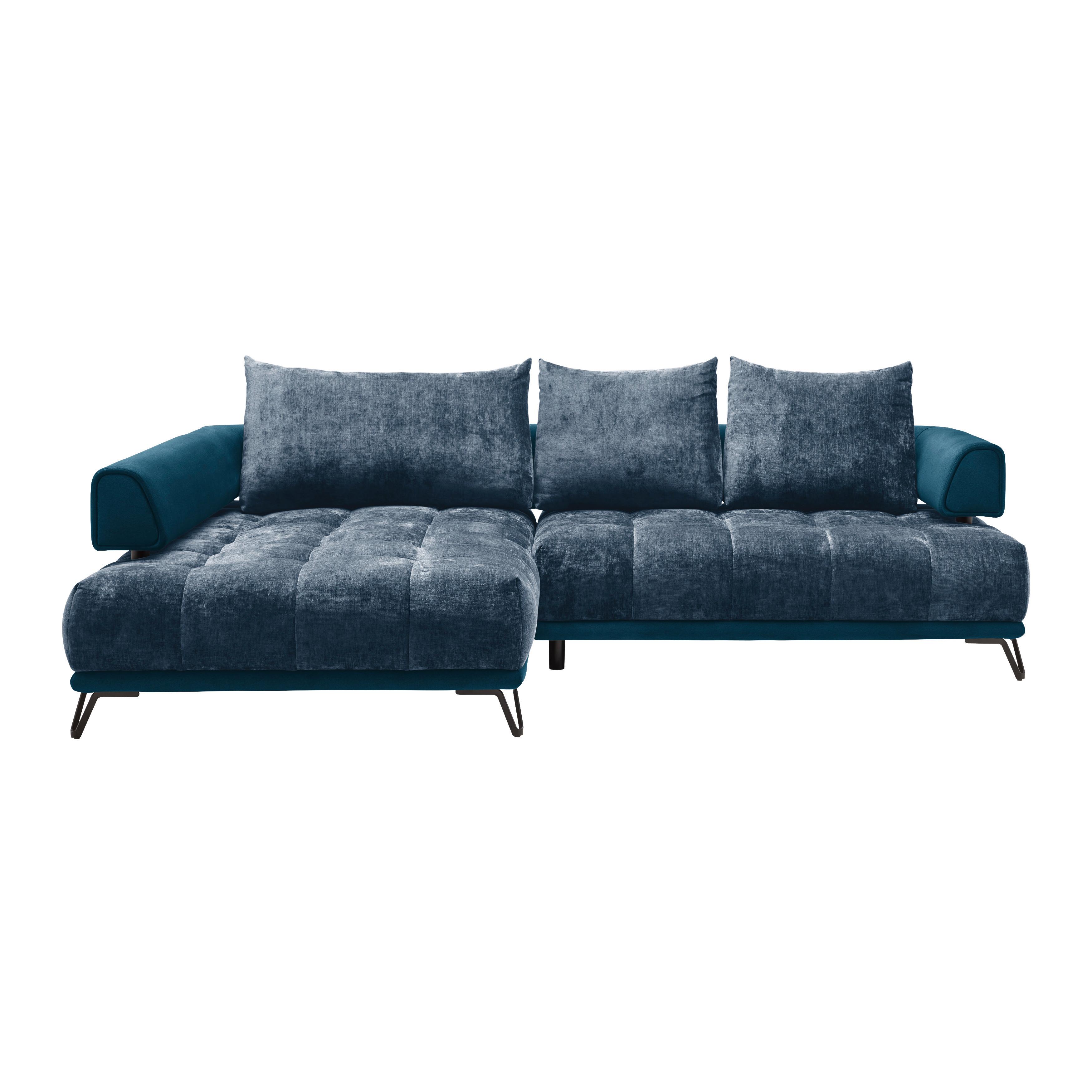 Ecksofa Morgan Royalblau - Royalblau/Schwarz, MODERN, Textil/Metall (184/67-87/262cm) - Mömax