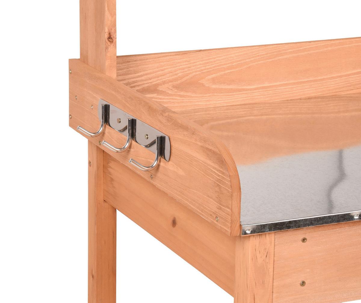 PFLANZTISCH GEWÄCHSHAUS AUS HOLZ - Silberfarben/Braun, MODERN, Holz/Metall (45,5/125/112,3cm) - Gardenson