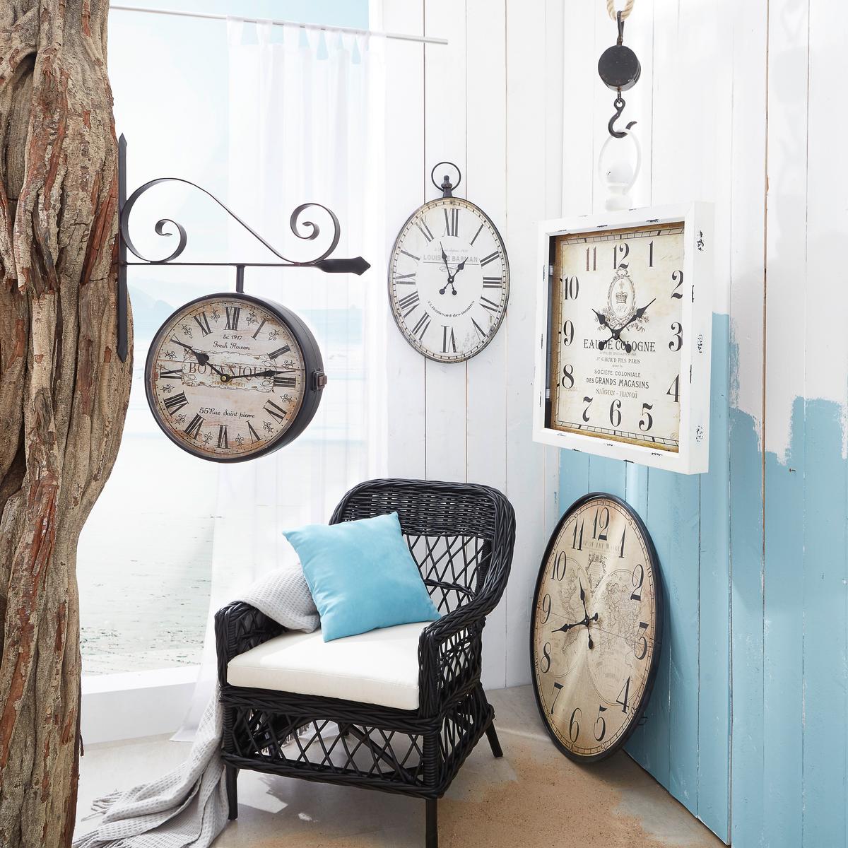 ZEGAR ŚCIENNY HLCQ148904G - różnokolorowy, Basics, metal/drewno (80cm) - Ambia Home
