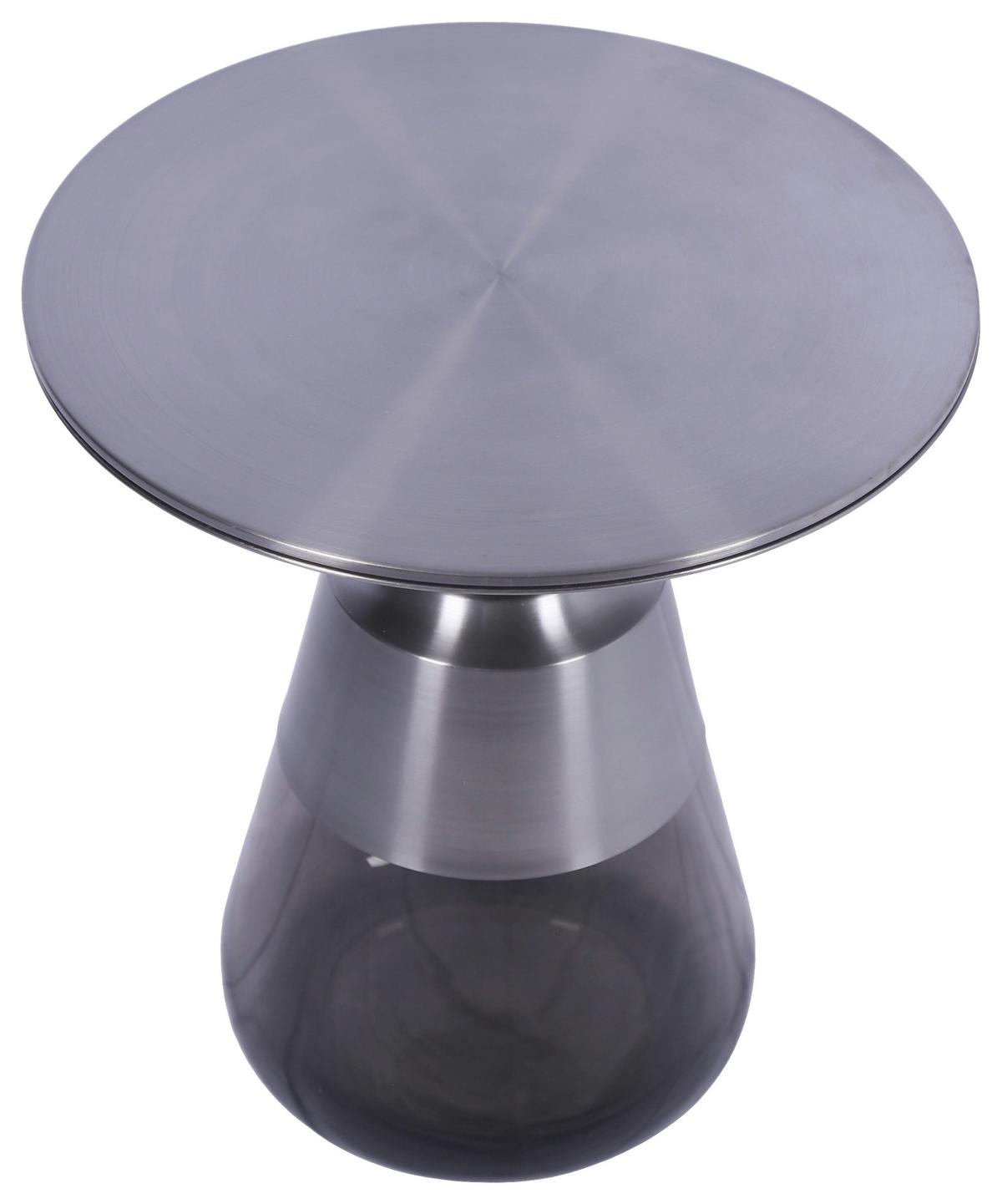 Beistelltisch Baily Grau/Schwarzchrom - Schwarzchrom/Grau, ROMANTIK / LANDHAUS, Glas/Metall (48/54,5cm) - Premium Living