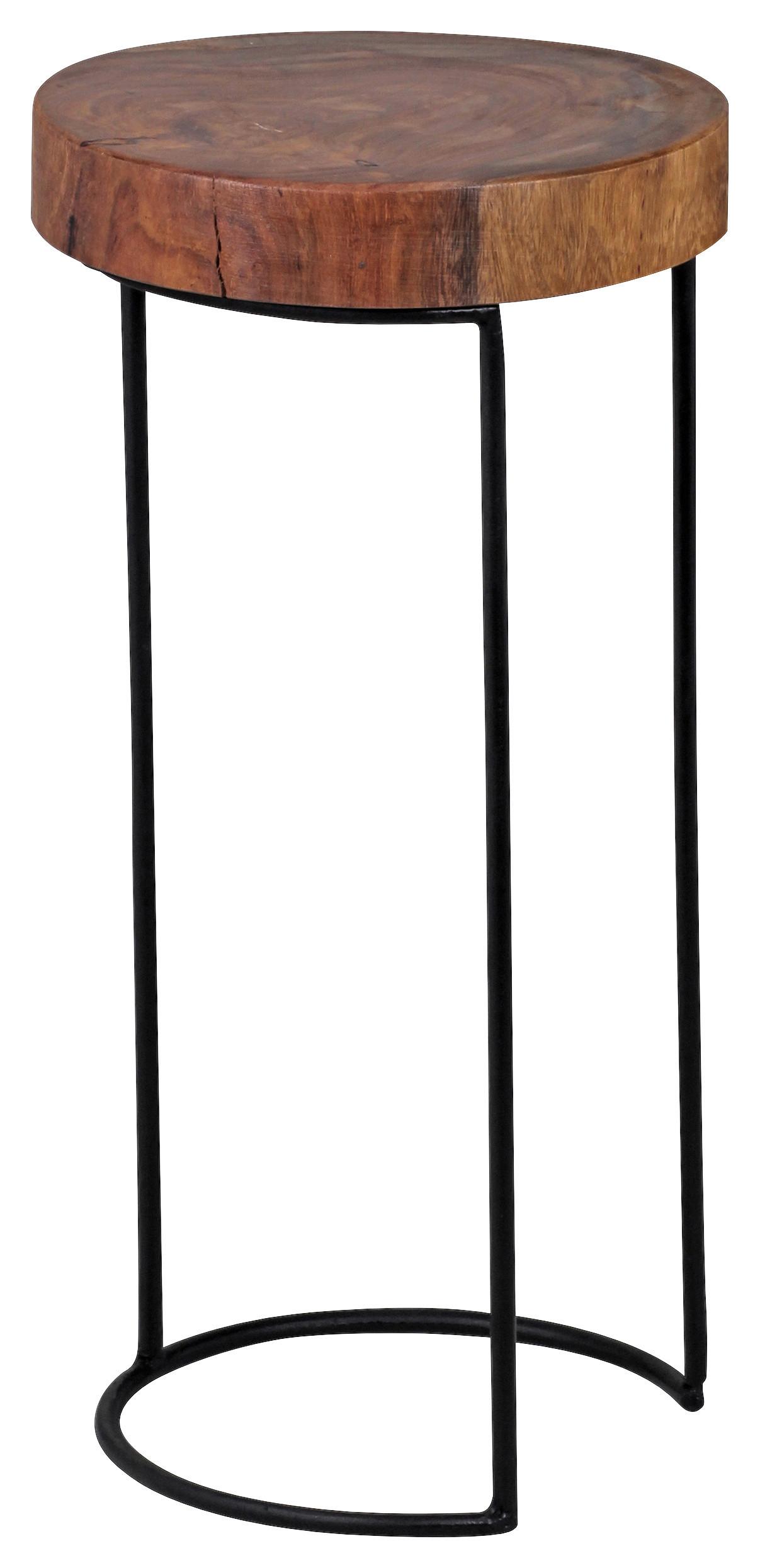 Beistelltisch "Akola" , ca. 28x28 cm, aus Sheesham - Sheeshamfarben/Schwarz, Design, Holz/Metall (28/28/55cm) - MID.YOU