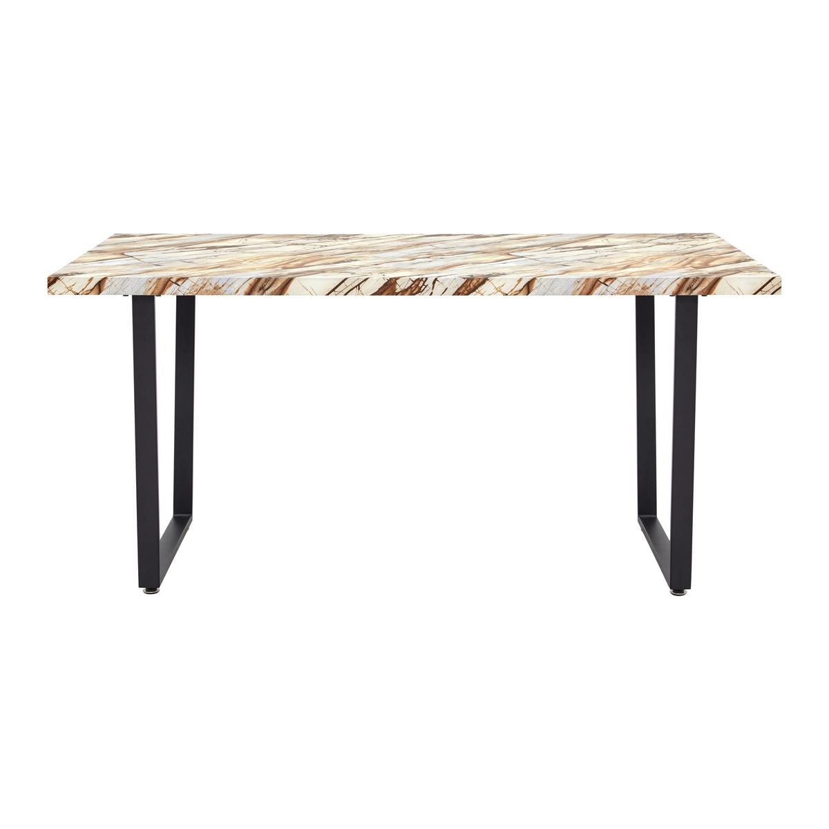 Esstisch Dave Marmoroptik ca. 160x90x76 cm - Schwarz/Braun, MODERN, Metall (160/90/76cm) - Bessagi Home