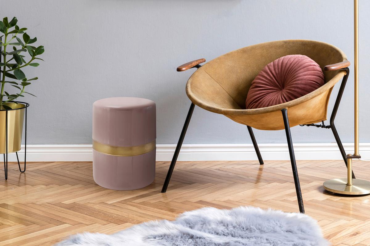 BEISTELLTISCH ART DECO 475 ALTROSA - Goldfarben/Altrosa, Design, Metall (36/47cm) - Kayoom