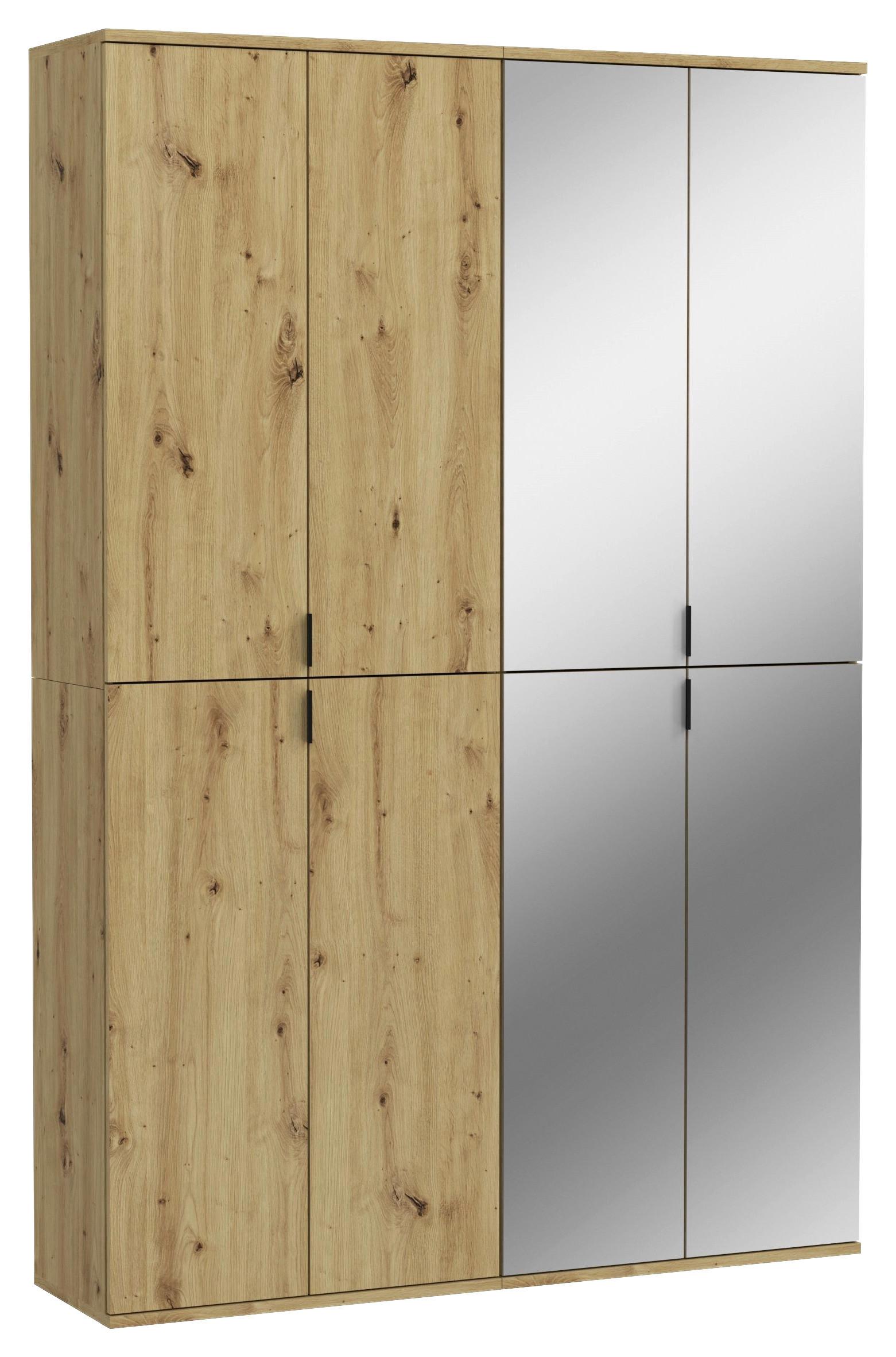 Garderobenschrank Projekt X ca. 122x193 cm Artisan Eiche - Schwarz, KONVENTIONELL, Glas/Holzwerkstoff (122/193/34cm) - MID.YOU