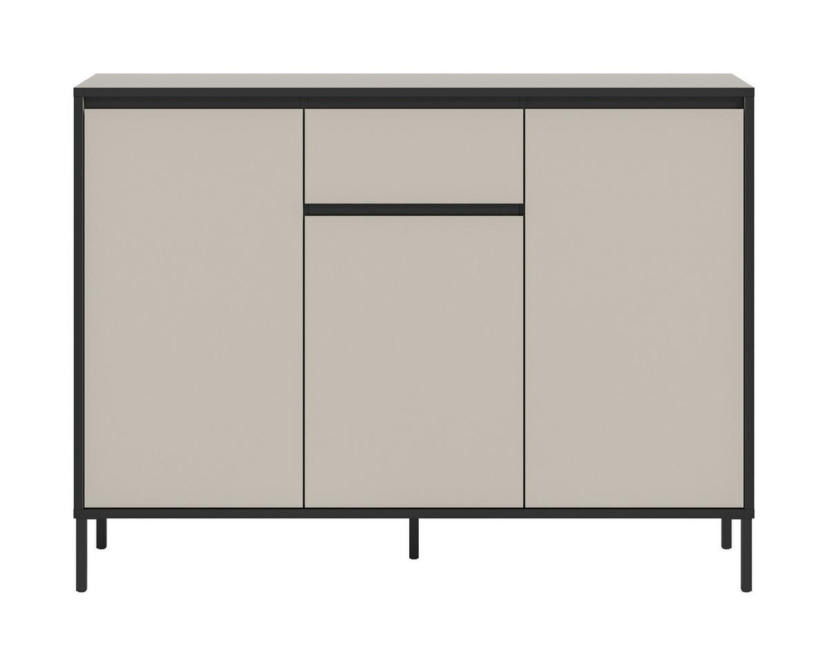 KOMMODE TRON - Kaschmir/Schwarz, Design, Holzwerkstoff/Metall (136/101/38cm) - Livetastic