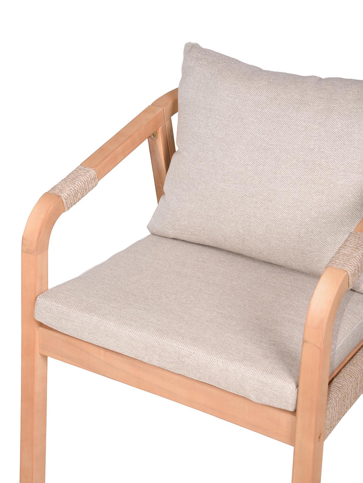 Gartensessel Holz Bogota ca. 59x75x64 cm Beige - Hellbraun, Basics, Holz/Textil (59/75/63,5cm) - Gardenson