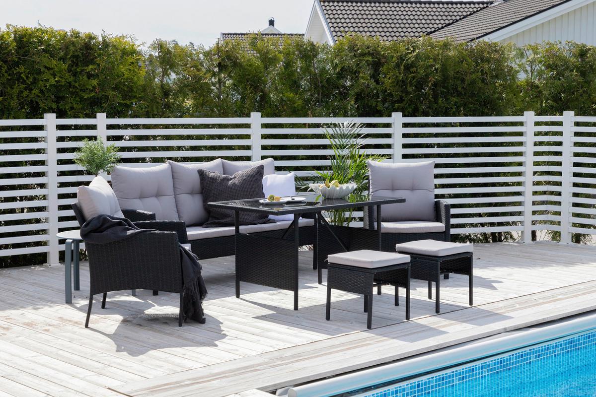 Dining-Loungeset Knock 6-tlg. Grau/Schwarz - Schwarz/Grau, KONVENTIONELL, Kunststoff - Gardenson