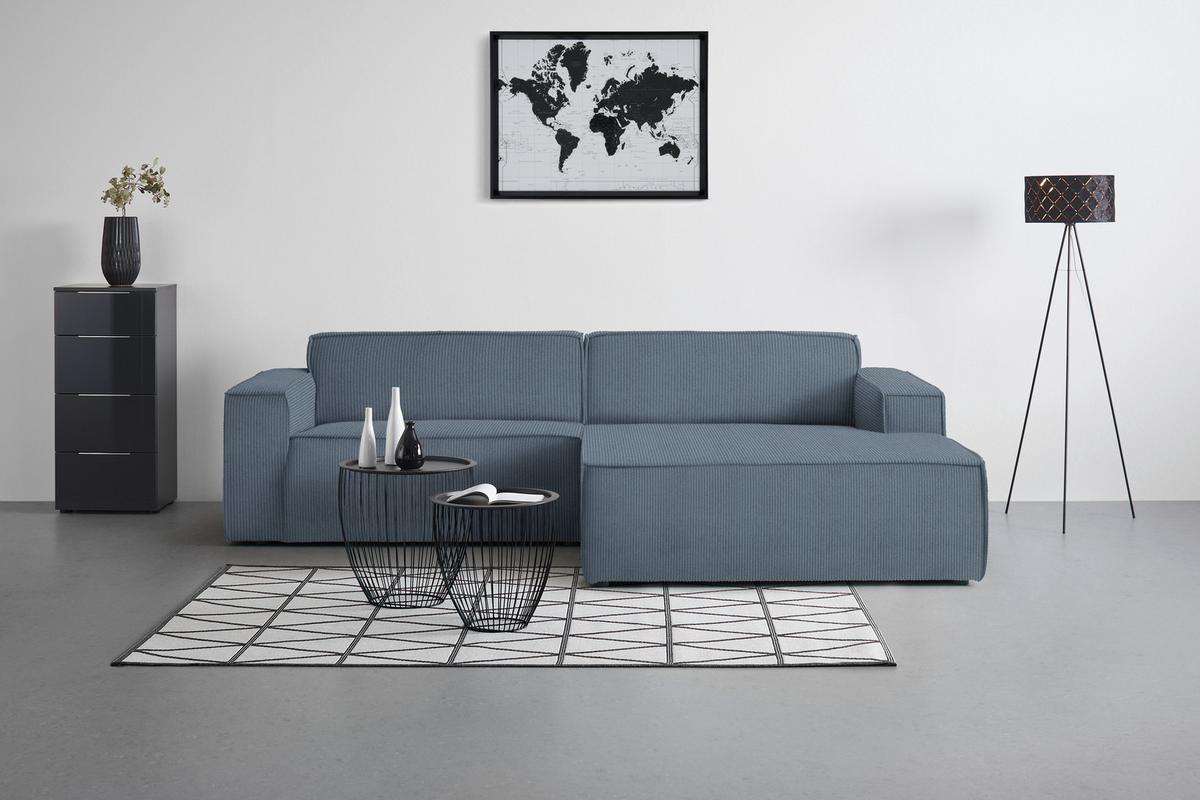 Wohnlandschaft Loft Blaugrau - Blaugrau/Schwarz, MODERN, Kunststoff/Textil (265/75/172cm) - Mömax