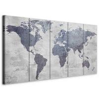 Slika Na Platnu Concrete World Map - temno siva/siva, Basics, tekstil/leseni material (100/40/1,2cm) - artgeist