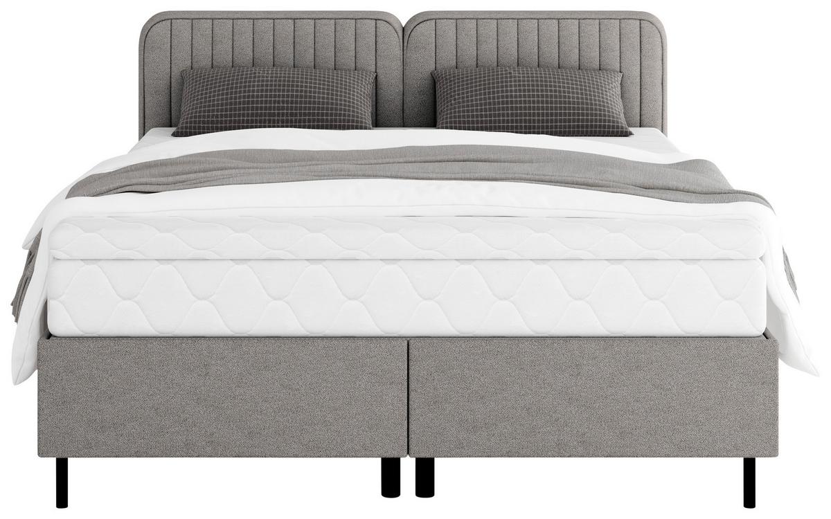 Boxbett Livetto Dunkelgrau ca. 160x200cm - Dunkelgrau/Schwarz, KONVENTIONELL, Holz/Holzwerkstoff (160/200cm) - Mömax