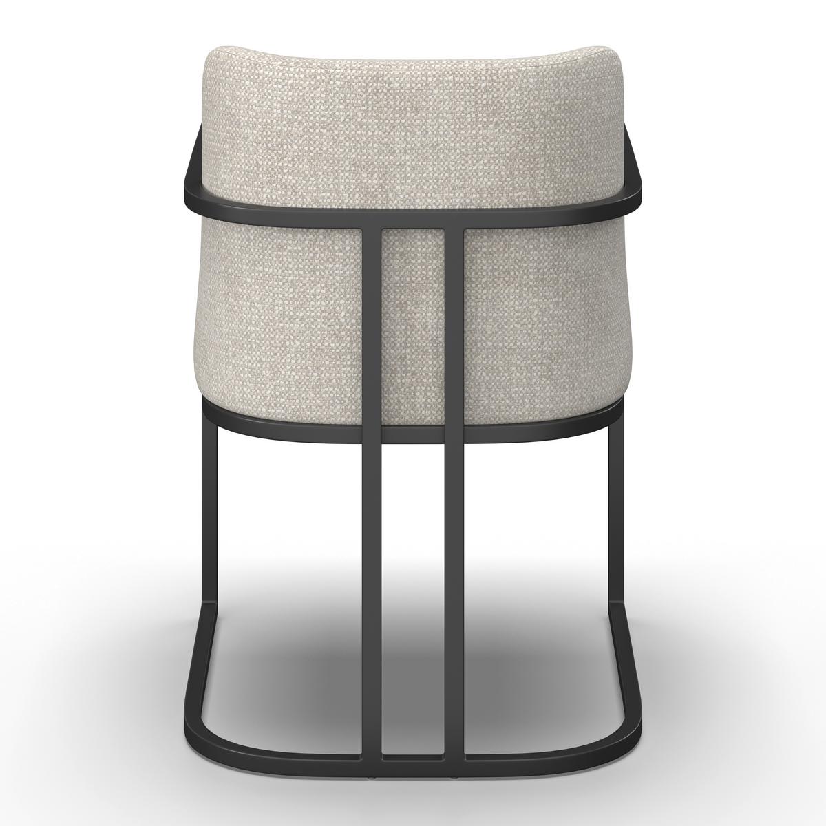 Armlehnstuhl Amara Hellgrau Webstoff Gepolstert - Hellgrau/Schwarz, MODERN, Holz/Textil (55/81,5/60cm) - Bessagi Home