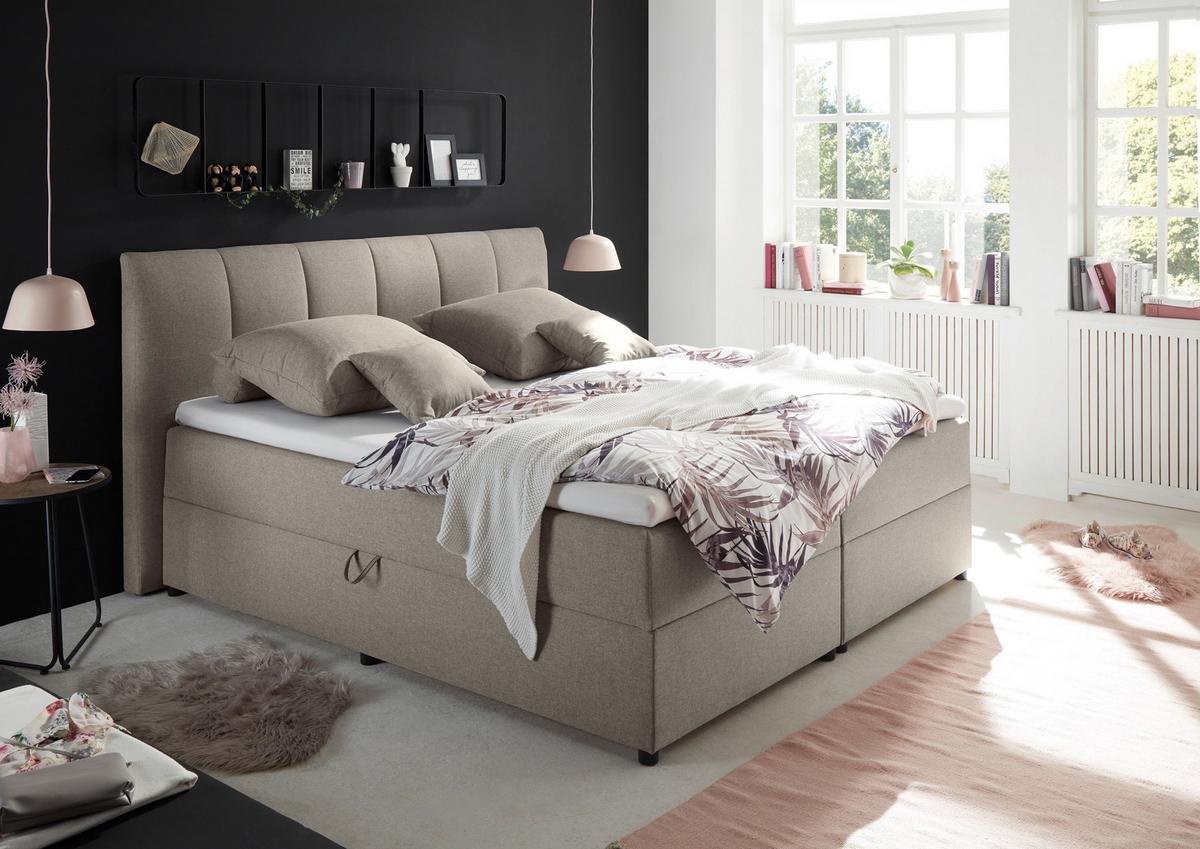 Boxspringbett Granada ca. 180x200 cm Schlammfarben - Schlammfarben/Schwarz, Basics, Kunststoff/Textil (180/200cm) - MID.YOU