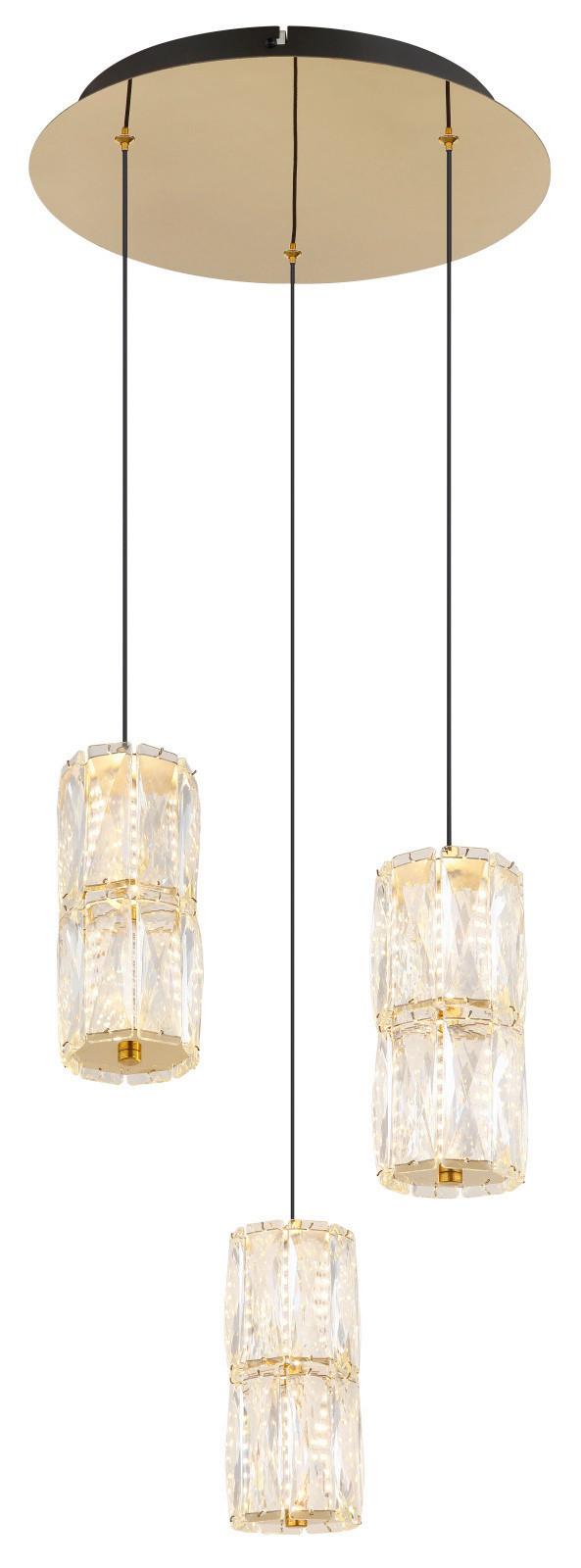 LED-HÄNGELEUCHTE 16051-3 - Goldfarben/Schwarz, Konventionell, Glas/Kunststoff (36/150cm) - Globo