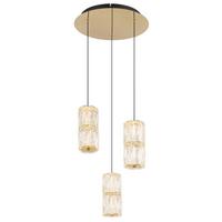 LED-HÄNGELEUCHTE 16051-3 - Goldfarben/Schwarz, Konventionell, Glas/Kunststoff (36/150cm) - Globo