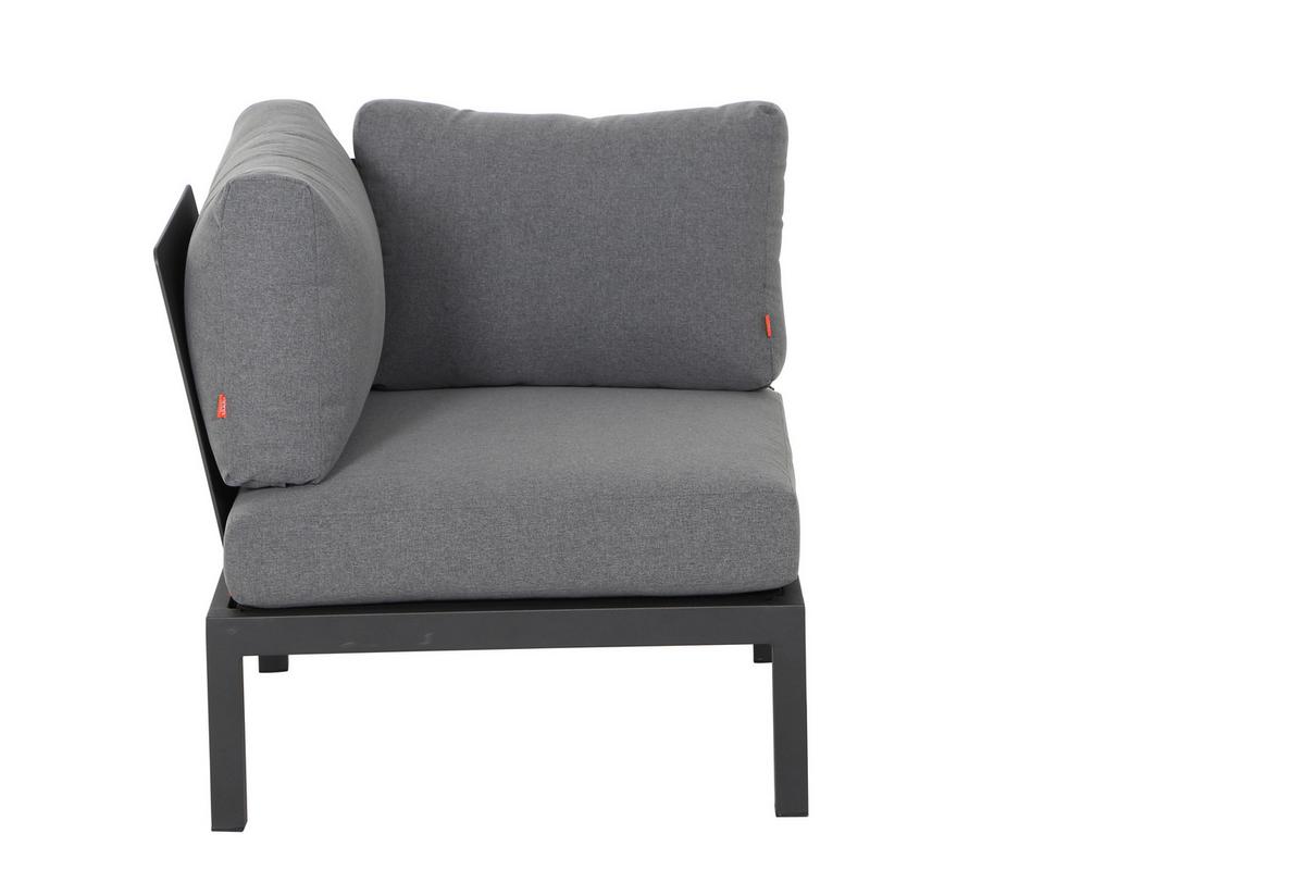 Modul-Loungegarnitur 4-tlg. Grau Teakholz - Anthrazit/Grau, KONVENTIONELL, Holz/Textil (252/84/252cm) - Siena Garden