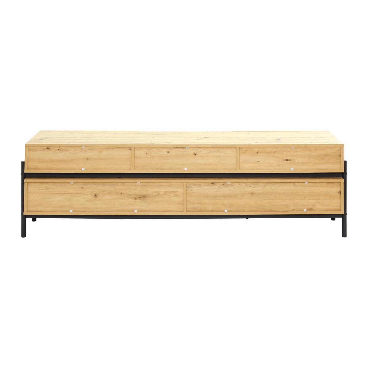Tv Element Jasmina, Barva Hrasta - črna/barve hrasta, Moderno, kovina/les (175/54/41,5cm) - Bessagi Home