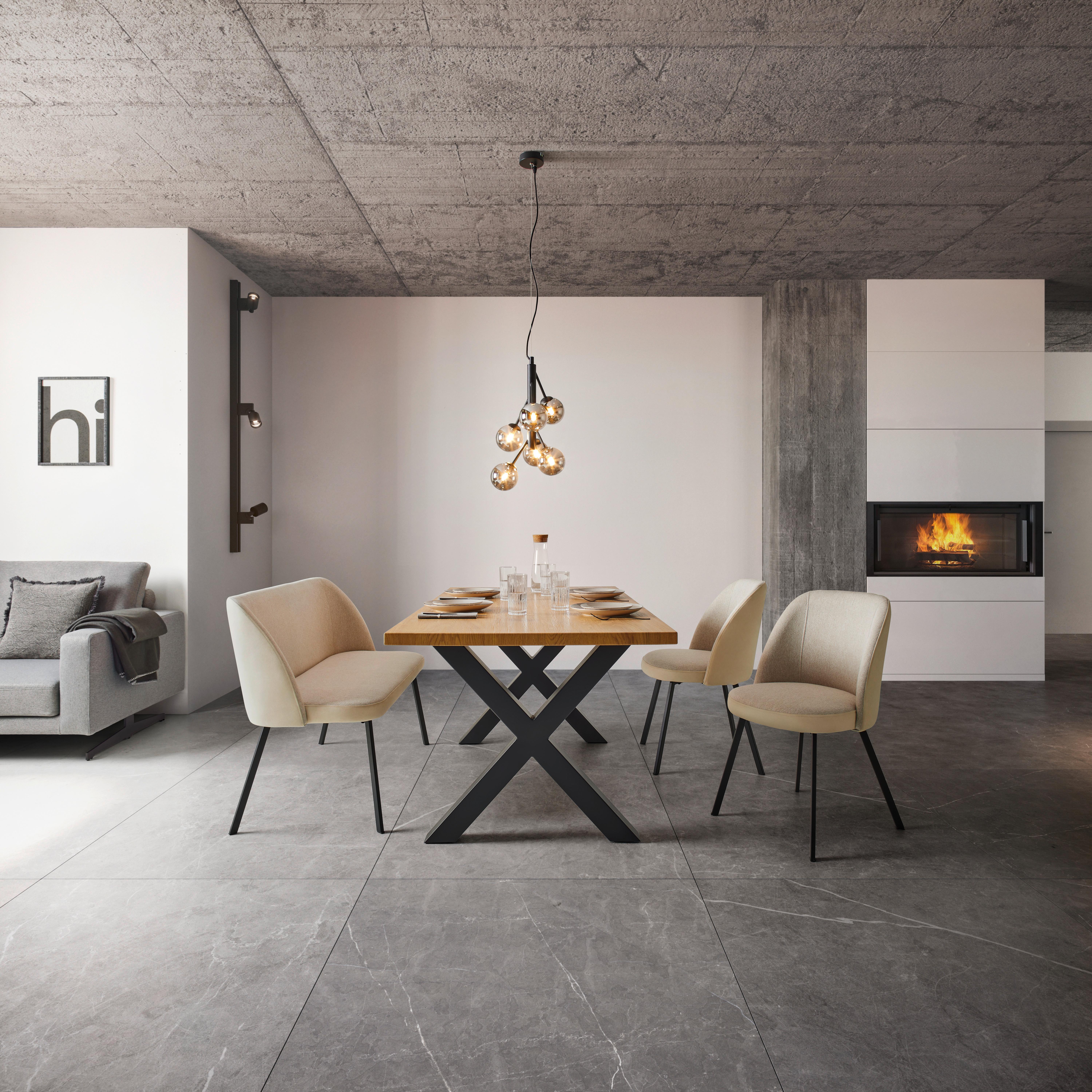 Esstisch Giona in Esche - Eschefarben/Schwarz, Modern, Holzwerkstoff/Metall (180/76/90cm) - Bessagi Home