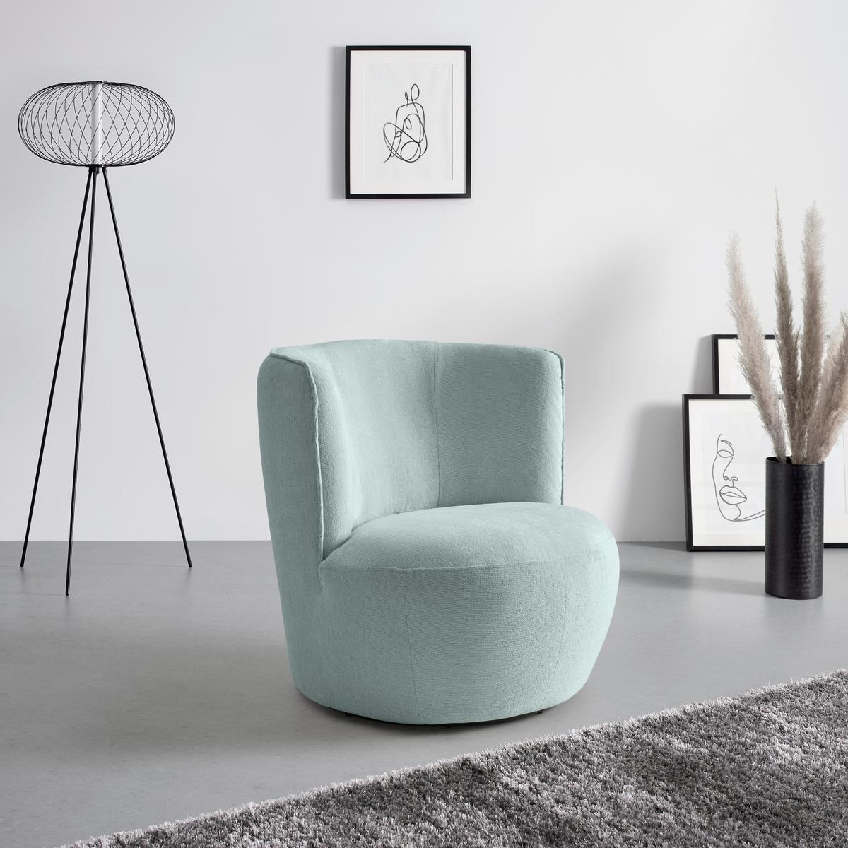 Sessel Jasima Hellblau drehbar - Schwarz/Hellblau, MODERN, Textil/Metall (77/81/85cm) - Premium Living