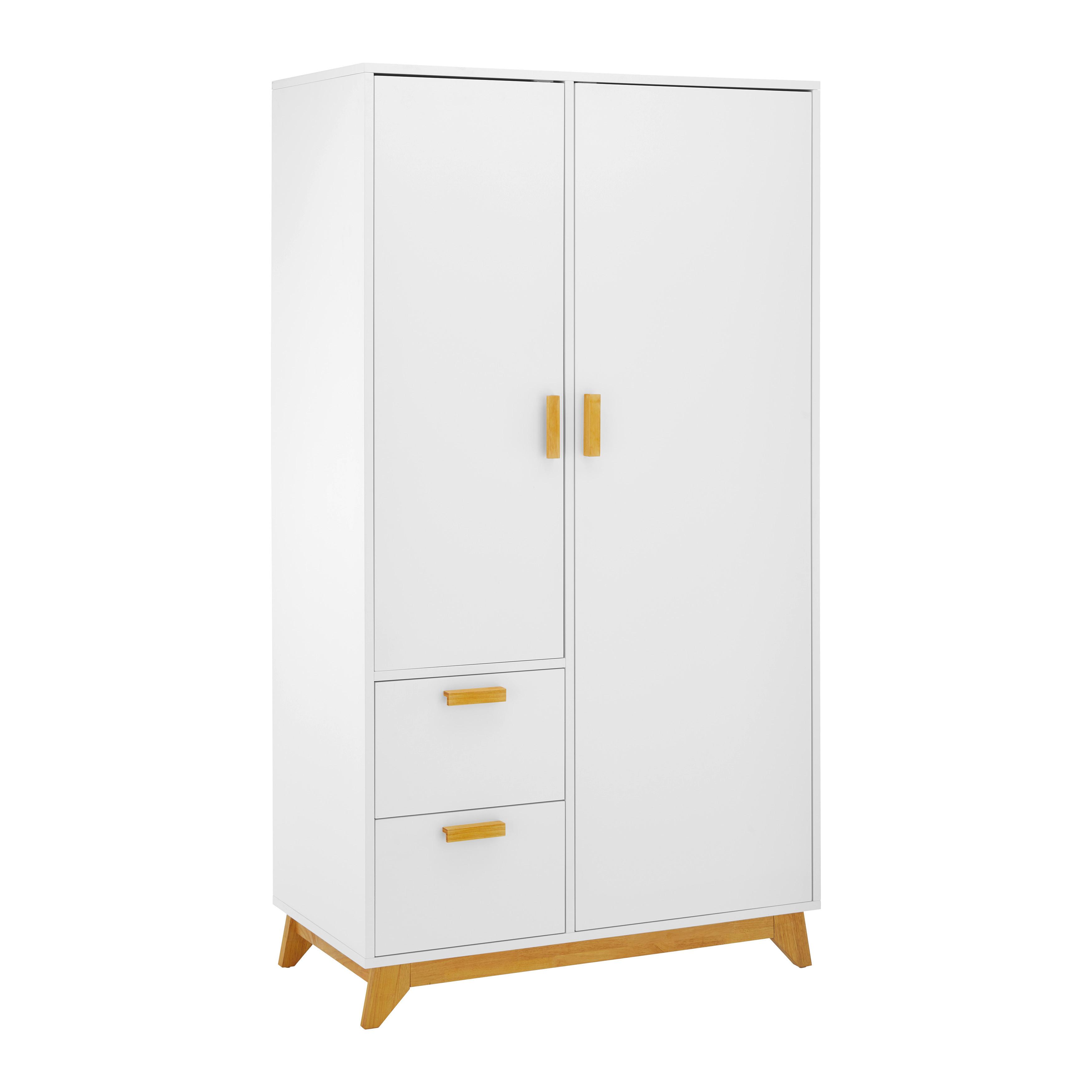 Drehtürenschrank Milan Weiß ca. 100x180x52 cm - Weiß/Naturfarben, MODERN, Holz (100/180/52cm) - Bessagi Home