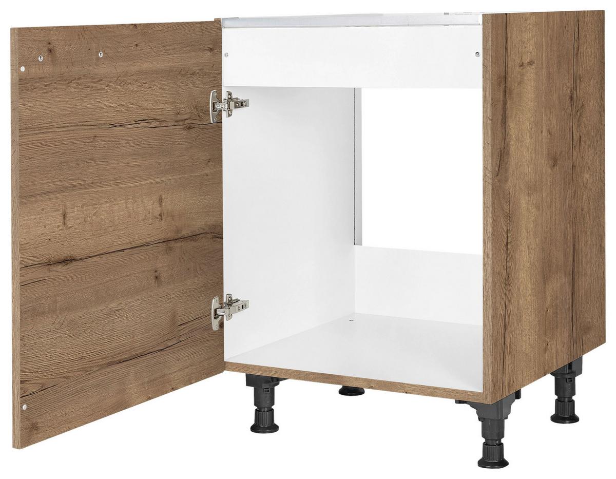 Spülenunterschrank Structura Eiche dunkel - Eiche dunkel/Schwarz, MODERN, Holzwerkstoff/Metall (60/87/56cm) - Nobilia