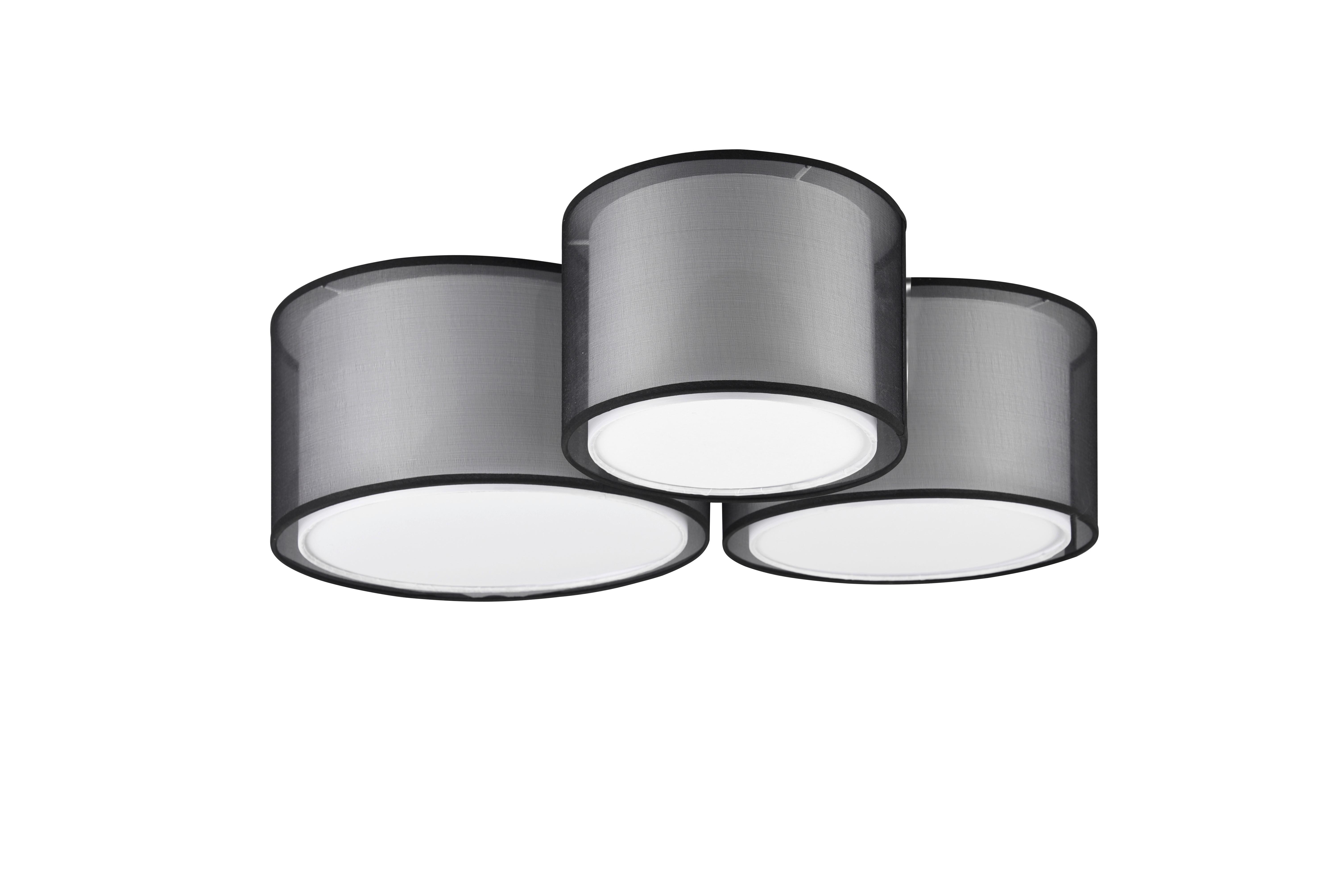 Deckenleuchte Burton Grau/Schwarz max. 40 Watt - Schwarz/Grau, Design, Textil/Metall (65/55/21,5cm) - Trio Leuchten