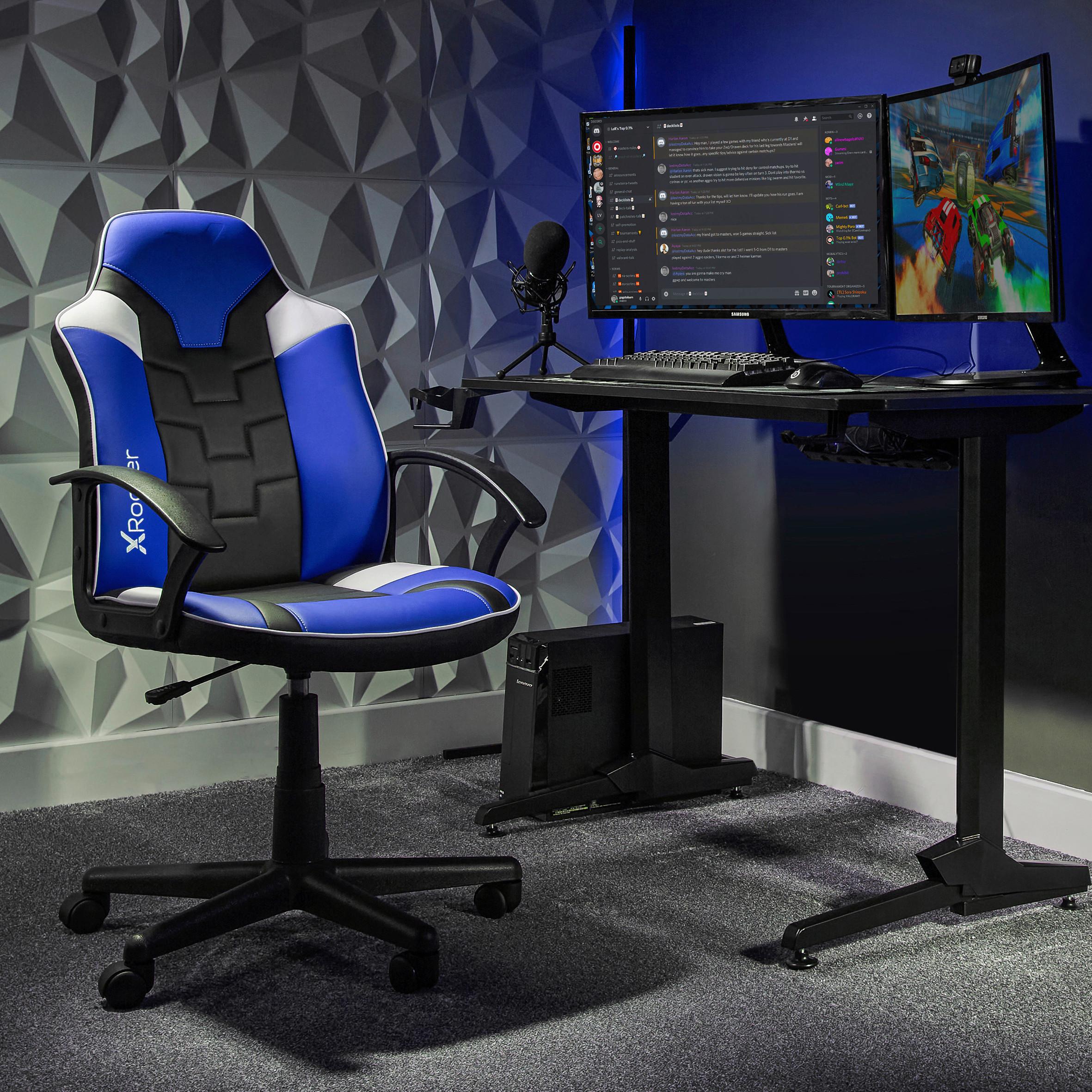 Gamingsessel Saturn ca. 57,5x 107,5x44 cm Blau/Weiß/Schwarz - Blau/Schwarz, MODERN, Textil (57,5/107,5/44cm) - X Rocker