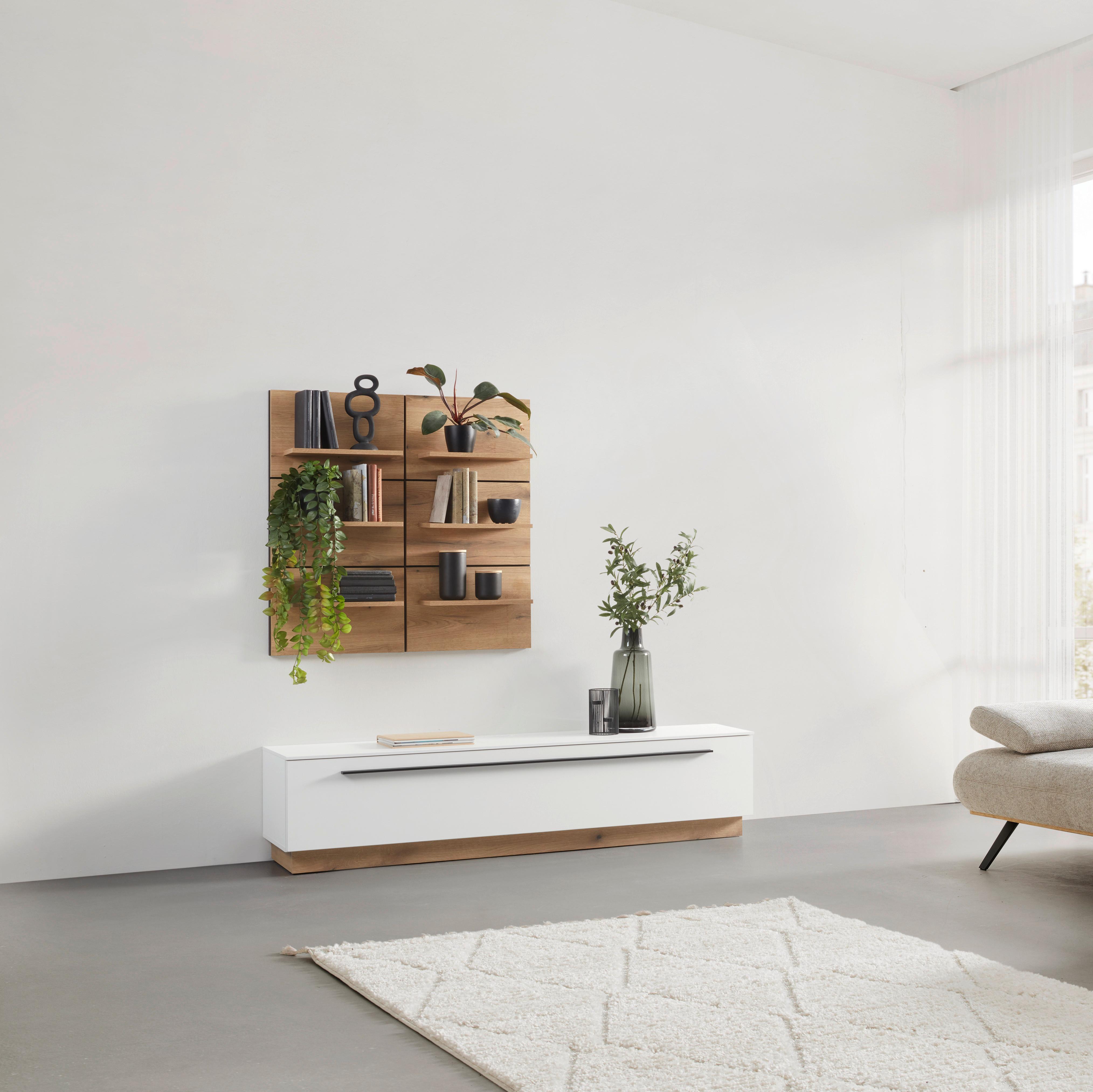 MEDIABÄNK MATEO - vit, Modern, trämaterial/plast (180/41/40cm) - Mömax