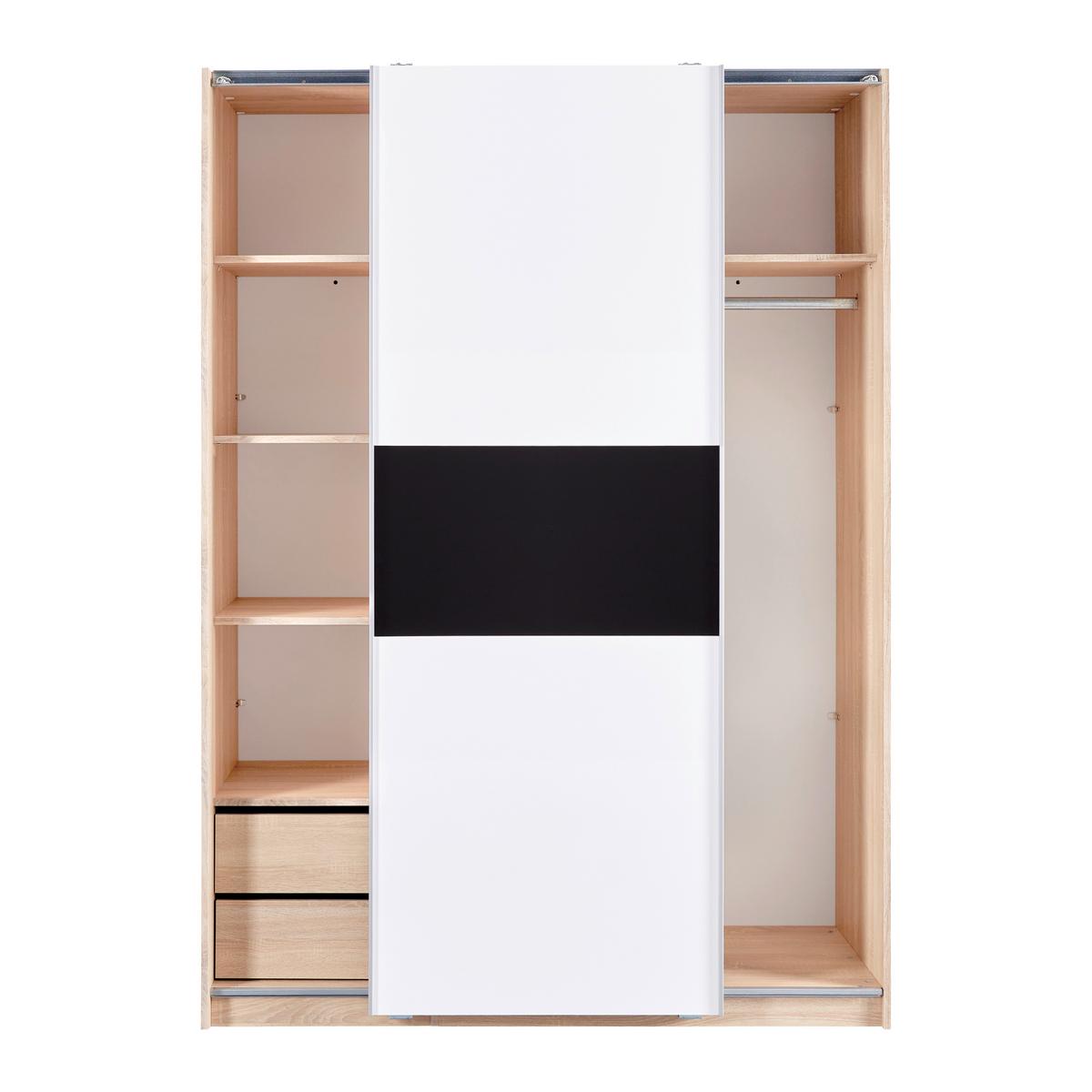 SZAFA PRZESUWNA/PODWIESZ.DRZWI SANDRA - kolor dębowy/czarny, Modern, drewno (154/215/60cm) - Bessagi Home