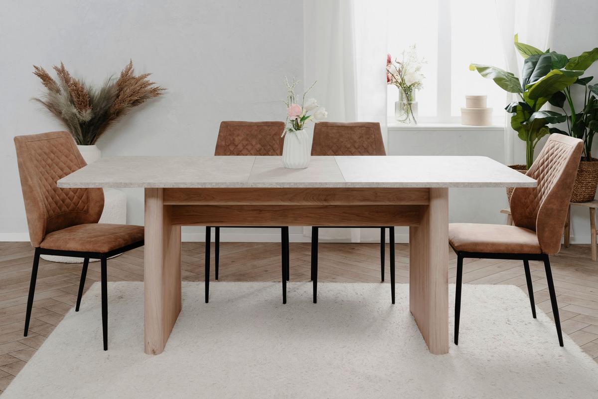 STÓŁ DO JADALNI SAI 80A AUSZUGSTISCH - kolor piaskowy/brązowy, Modern, materiał drewnopochodny (160-200/90/75cm) - Livetastic