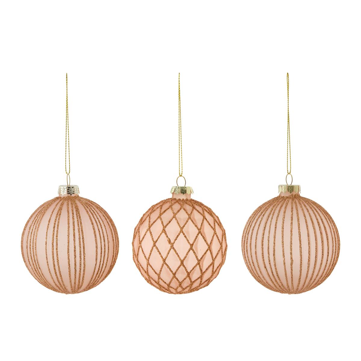 Christbaumkugel-Set Miracle Hellrosa 12-teilig - Hellrosa, Glas/Textil (8cm) - Mömax