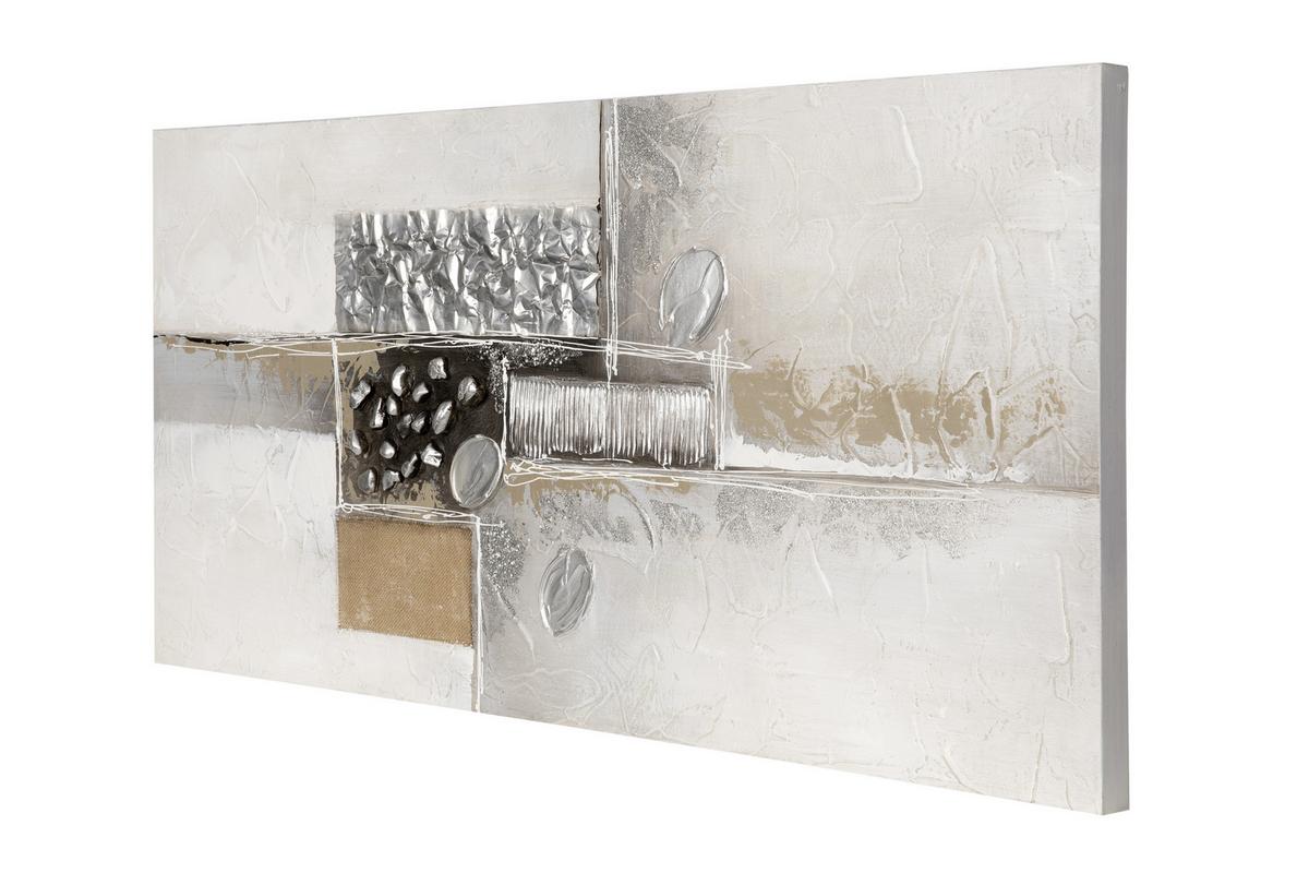 OBRAZ OLEJNY BD18B275B-2A - kolor srebrny/czarny, Design, metal/drewno (120/55/3cm) - Monee