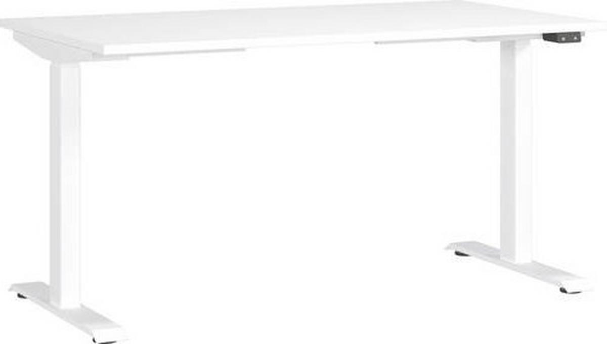 Schreibtisch Ribera in Weiss - Weiss, Modern, Holzwerkstoff/Metall (140/80/72-120cm) - Premium Living