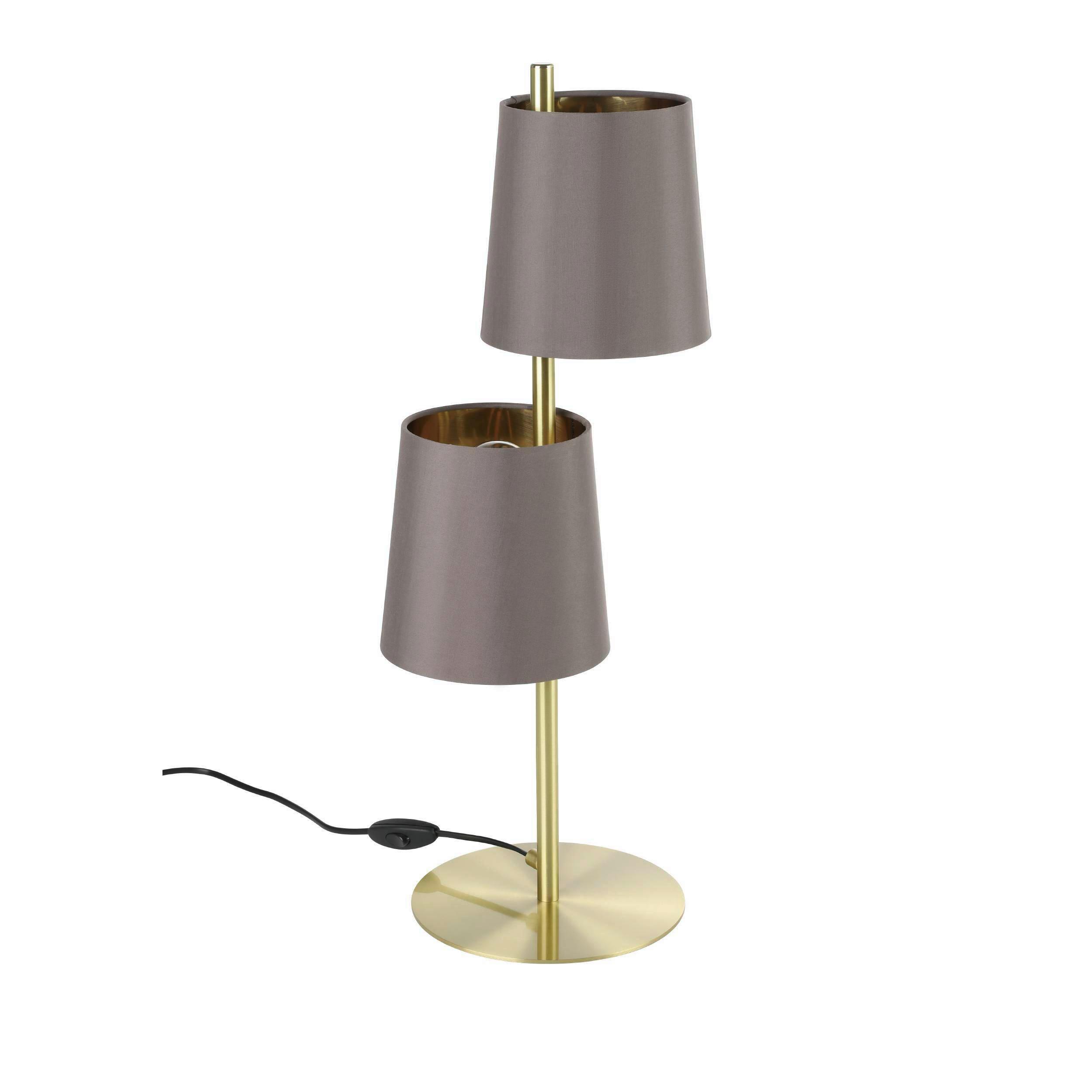 Tischleuchte 99611_almeida 2 - Messingfarben/Cappuccino, Konventionell, Textil/Metall (26/60,5cm) - Eglo