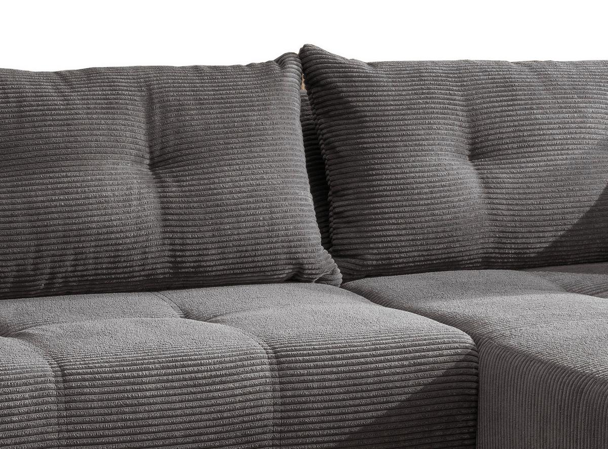 Wohnlandschaft Restato Grau Cord - Schwarz/Grau, MODERN, Holz/Textil (246/177cm) - MID.YOU