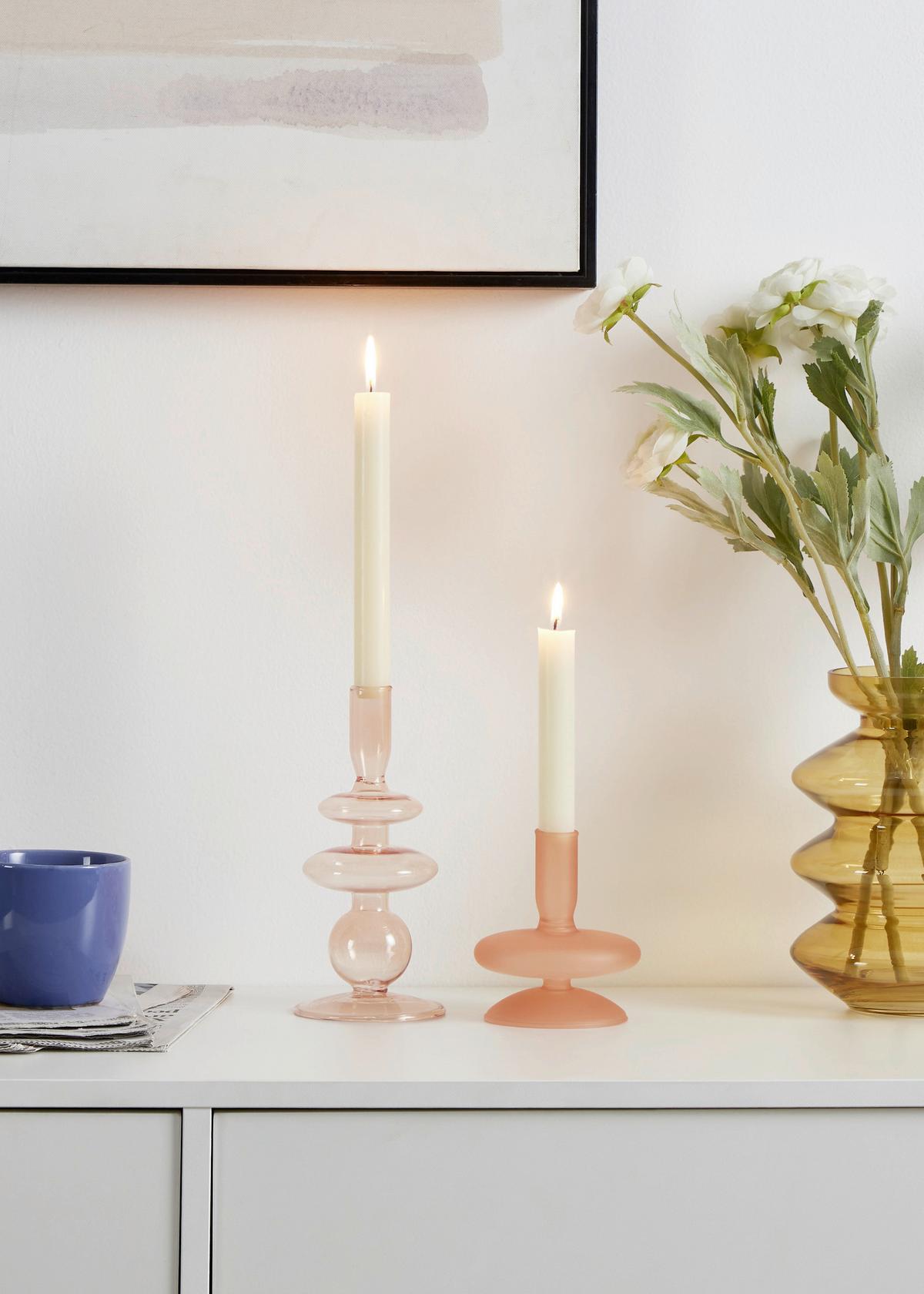 Stabkerzenhalter Molume Pink - Pink, LIFESTYLE, Glas (10/12cm)
