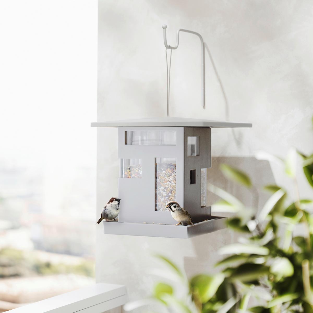 Vogelhaus Grau - Grau, Design, Kunststoff (22,9/21,5/22,9cm) - Umbra