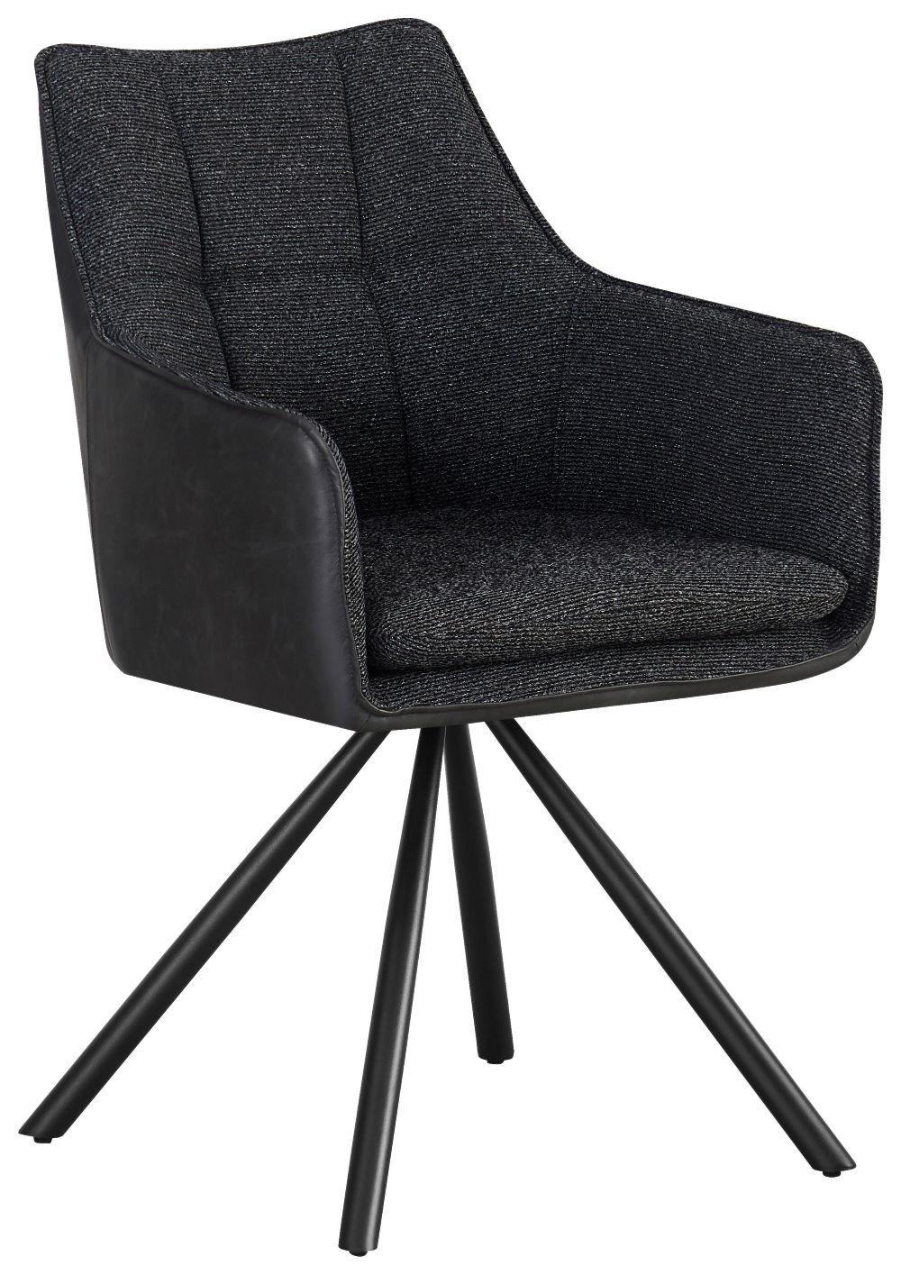 Scaun LEONY - negru, Modern, lemn/metal (56/89/63cm) - Premium Living